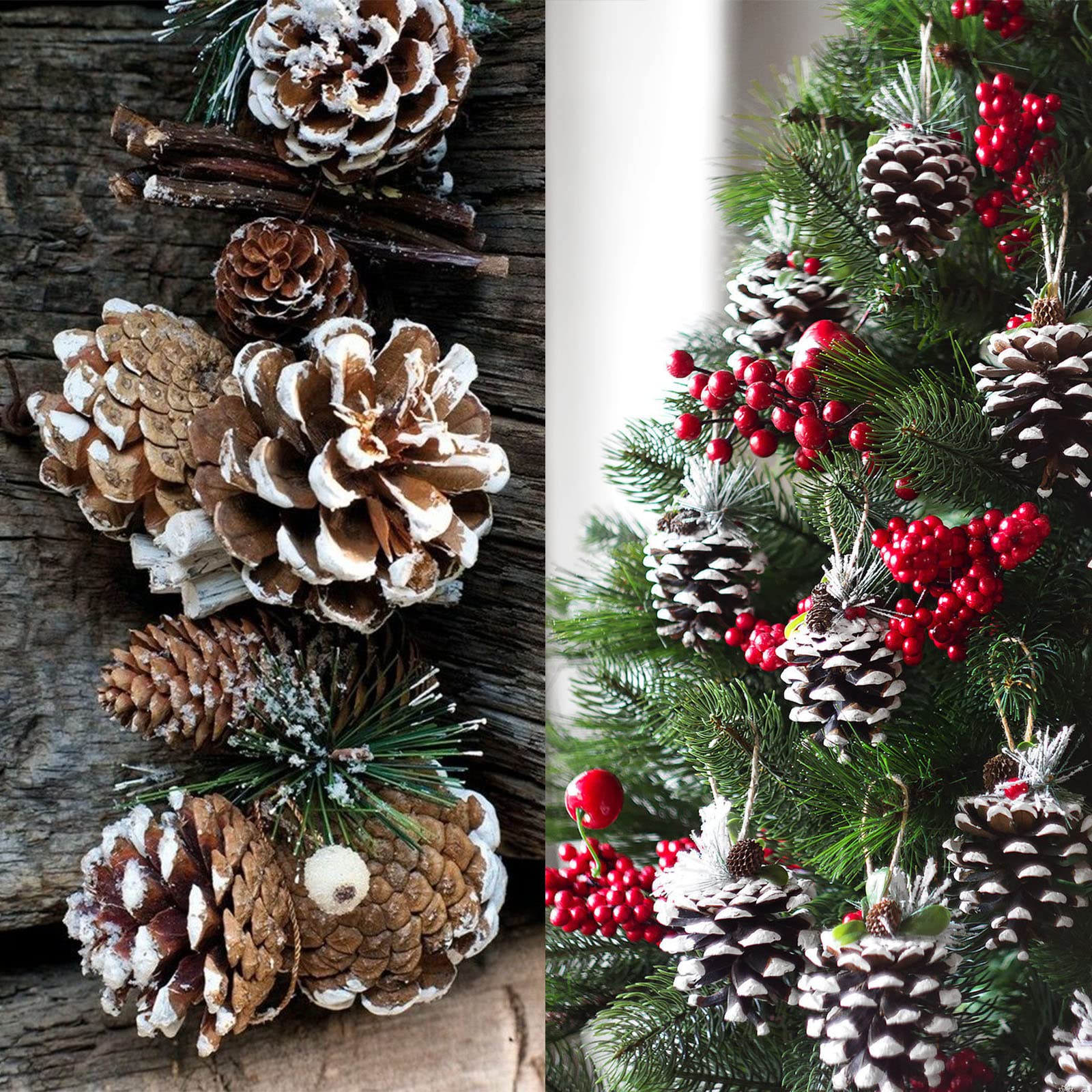 Amazon.co.jp: クリスマス天然松ぼっくりオーナメント 45個 素朴な雪