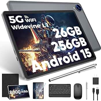 Tablet With Keyboard Android 15 Tablet, 12-inch Tablet With 20GB RAM 128GB ROM 1TB Expansion, T615 Octa-core Processor, 8000mAh, 2000x1200 2K Display, 5MP + 13MP Dual Camera, Widevine L1, BT5.2, WiFi 5.0