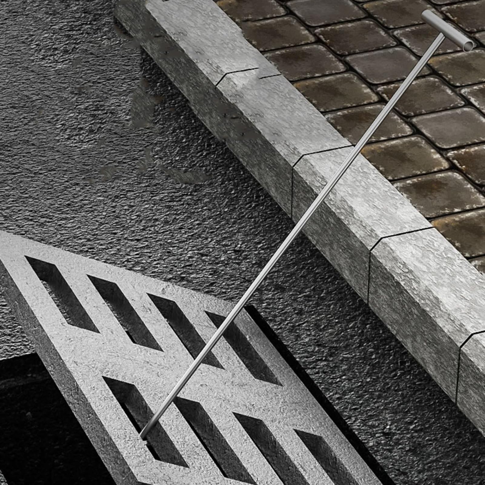 Gancio di Sollevamento per tombini Extra Lungo 120-250 cm, Gancio di trascinamento con Impugnatura a T da 48"-99" per coperchi di fognature, coperchi di Pneumatici per laghetti e Apri-serrag