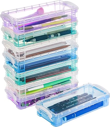 Nicunom Paquete de 8 cajas de plástico para lápices, cajas de lápices de gran capacidad, estuche para lápices para niños, caja de lápices con tapa