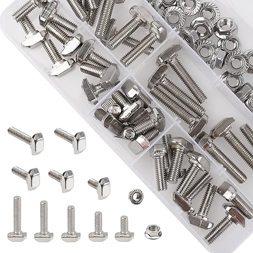 Miniatura 3 de Kit surtido de 80 piezas de tuerca de tornillo deslizante con ranura en T de cabeza de martillo, para perfil de aluminio estándar europeo (serie