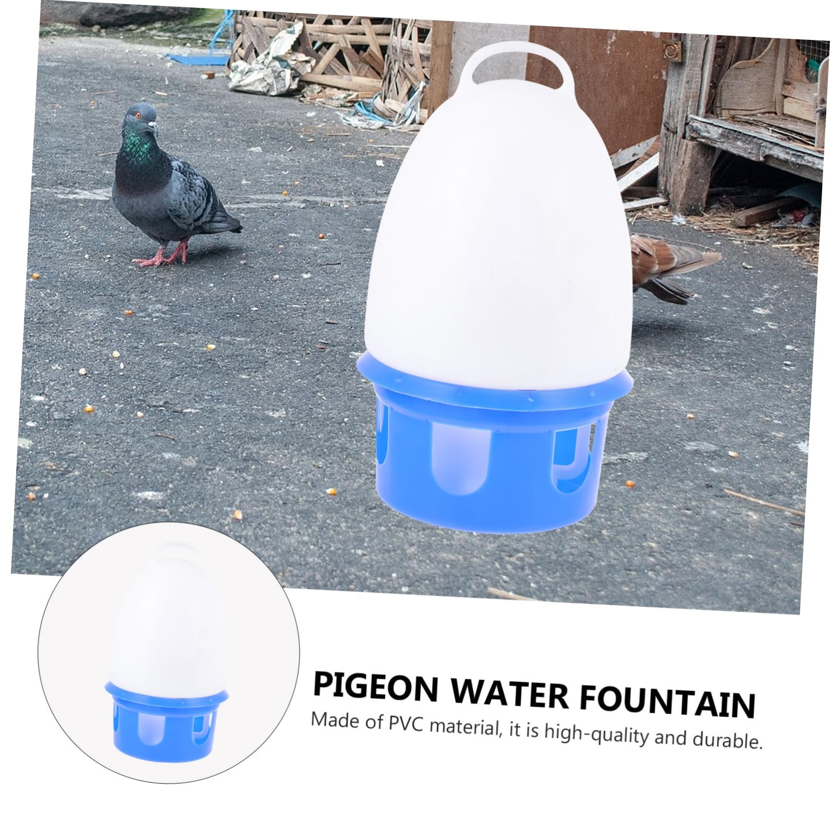Abbeveratoio Automatico Forma Rotonda per Piccioni in Pvc Blu Bevitore d Acqua Facile da Pulire per Uccelli per Decorazione Domestica
