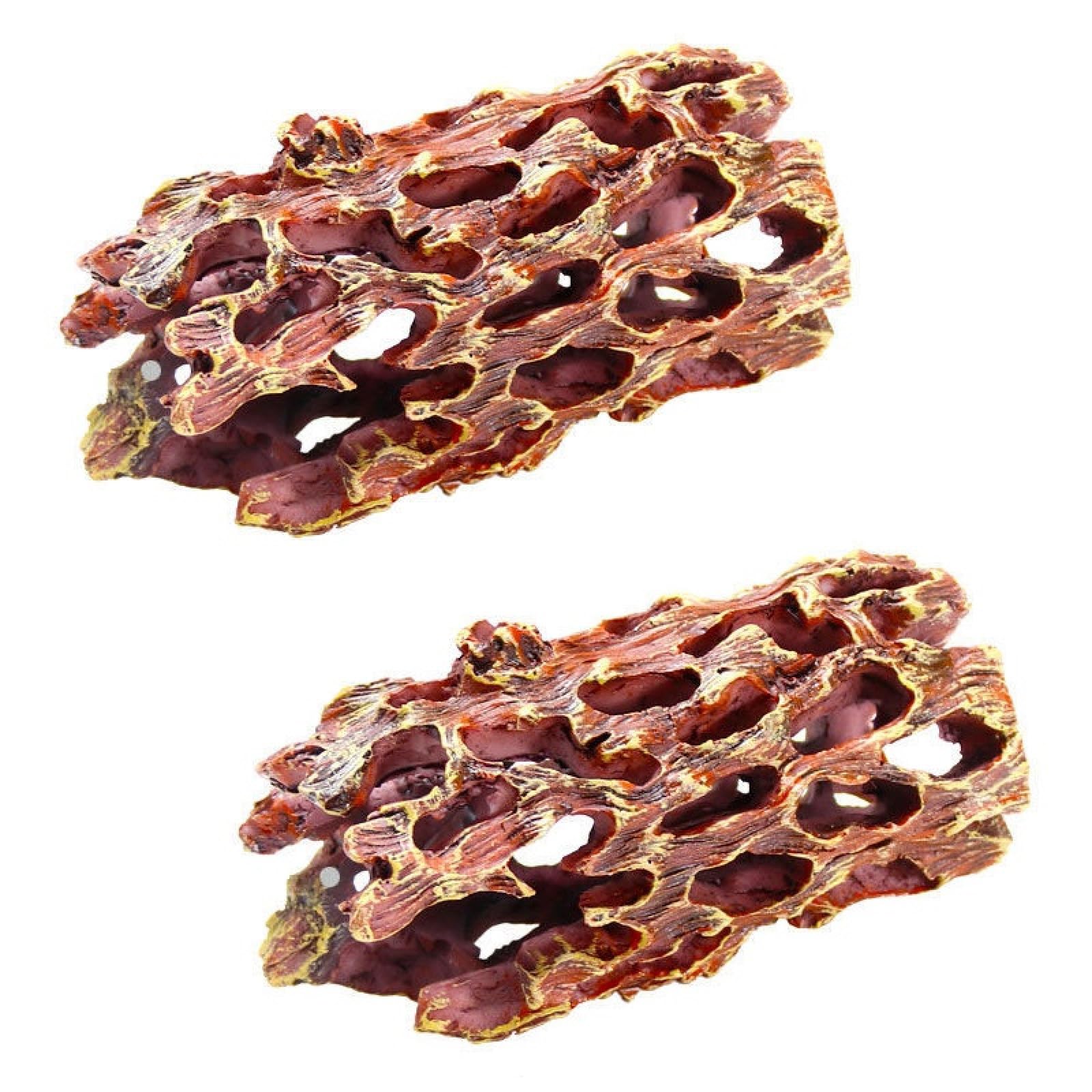 2 pezzi di resina Cholla Wood Fish Tank Landscaping rifugio for gamberetti nido vasca schivare casa foro deposizione delle uova 02