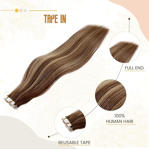 Miniatura 8 de Smavida Extensiones de cabello humano real para coser, balayage, mezcla de negro y rubio decolorado, extensiones de cabello humano lacio para mujer,