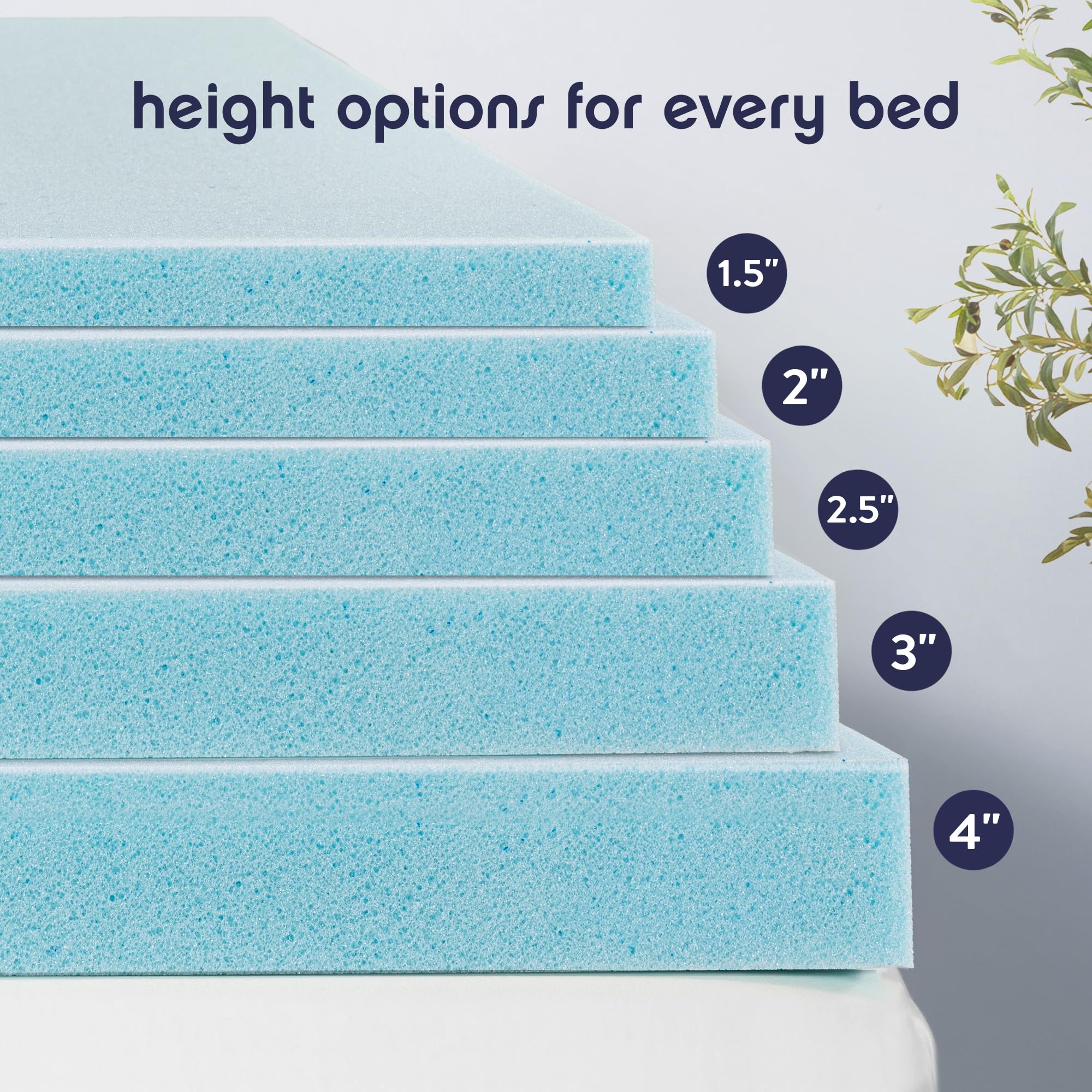 Best Price Mattress Surmatelas en Mousse à mémoire de Forme en Gel ventilé 5,1 cm – Lit jumeau, Bleu