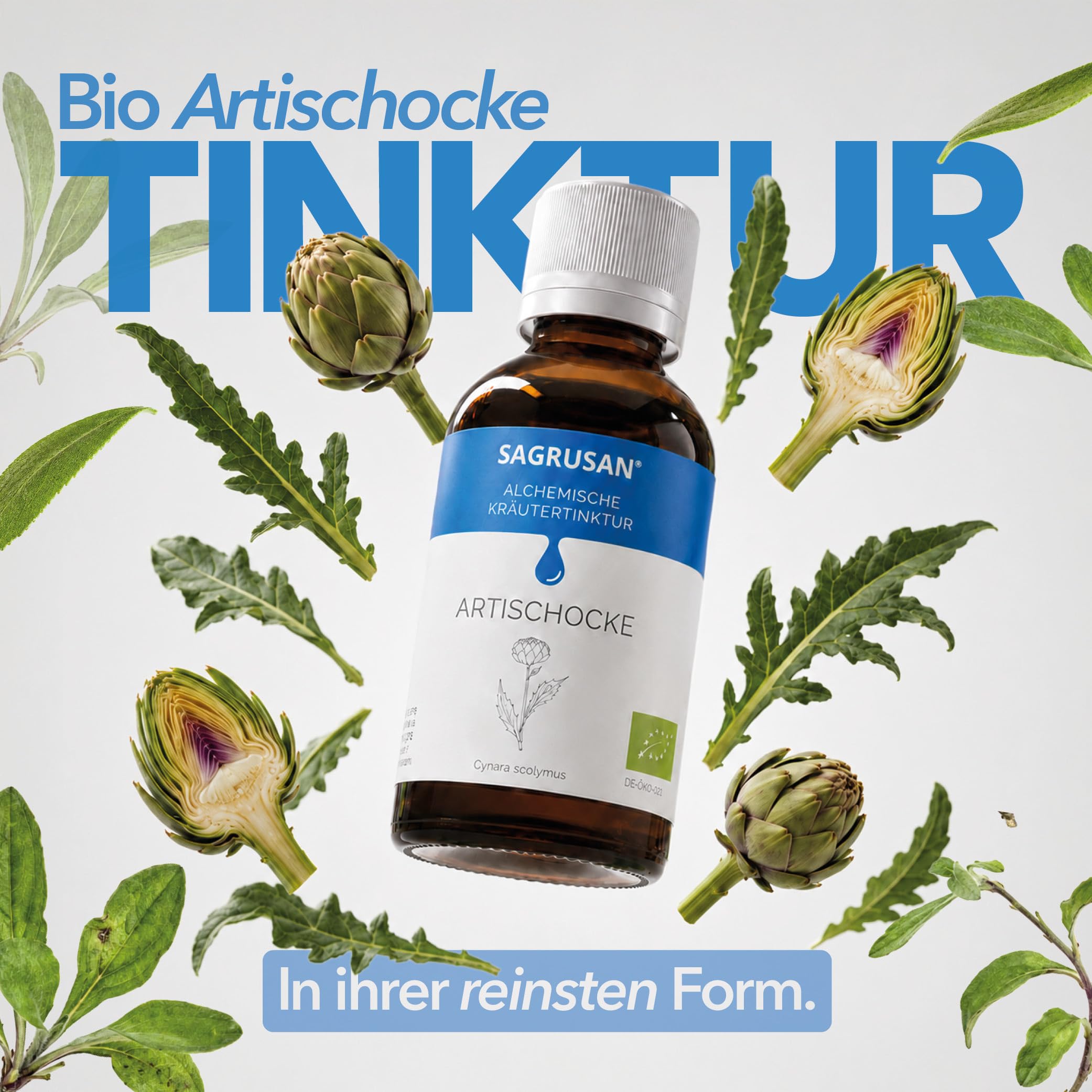 Artischocke Tinktur Bio 100 ml – Cynara scolymus Extrakt vegan aus Bio Artischocken Blättern, Wurzel und Blütenkopf, Kräutertinktur im Braunglas aus österreichischer Manufaktur ohne Zusätze.