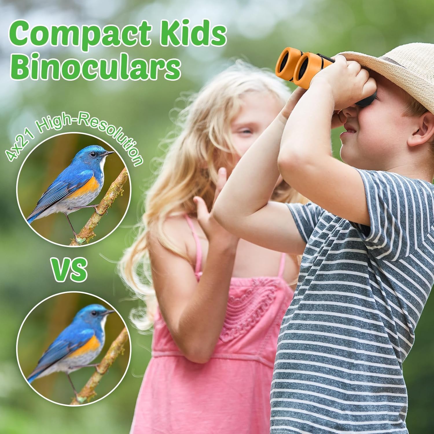 Juego de 8 prismáticos para niños, a prueba de golpes, plegables, mini prismáticos compactos con brújula, lupa para niños de 3 a 12 años, observación de aves, campamento, juegos al aire libre 4
