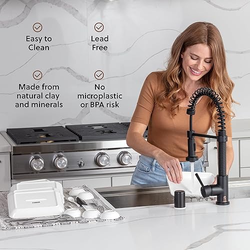 Miniatura 6 de Juego de platos de aperitivo de 8 pulgadas con tazas de inmersión para servir, postres, ensaladas, resistentes a las astillas, platos de cena