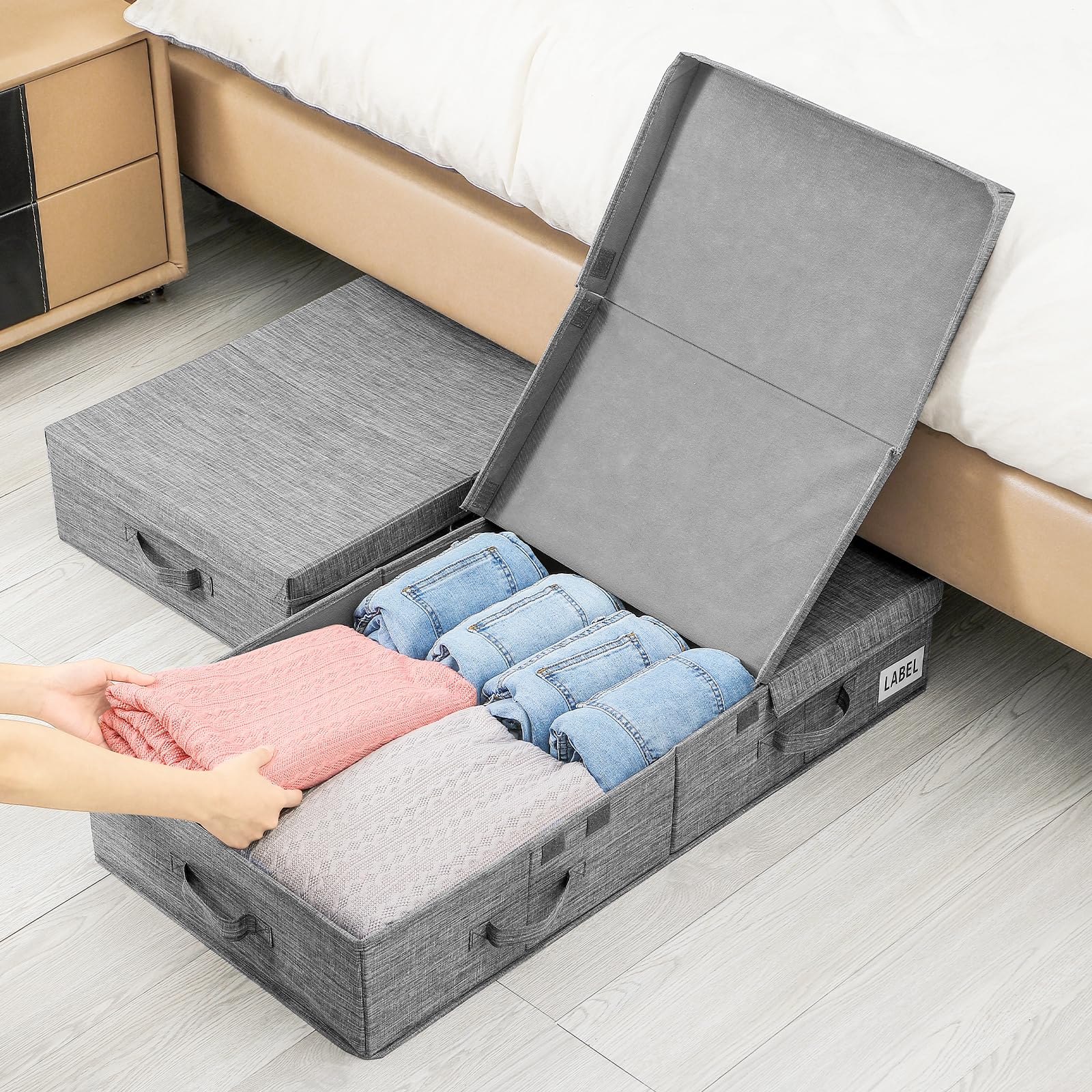 2 Unterbett-Aufbewahrungsboxen – Faltbar, Transparent, 83,8 X 43,2 X 11,9 Cm, Mit Reißverschluss