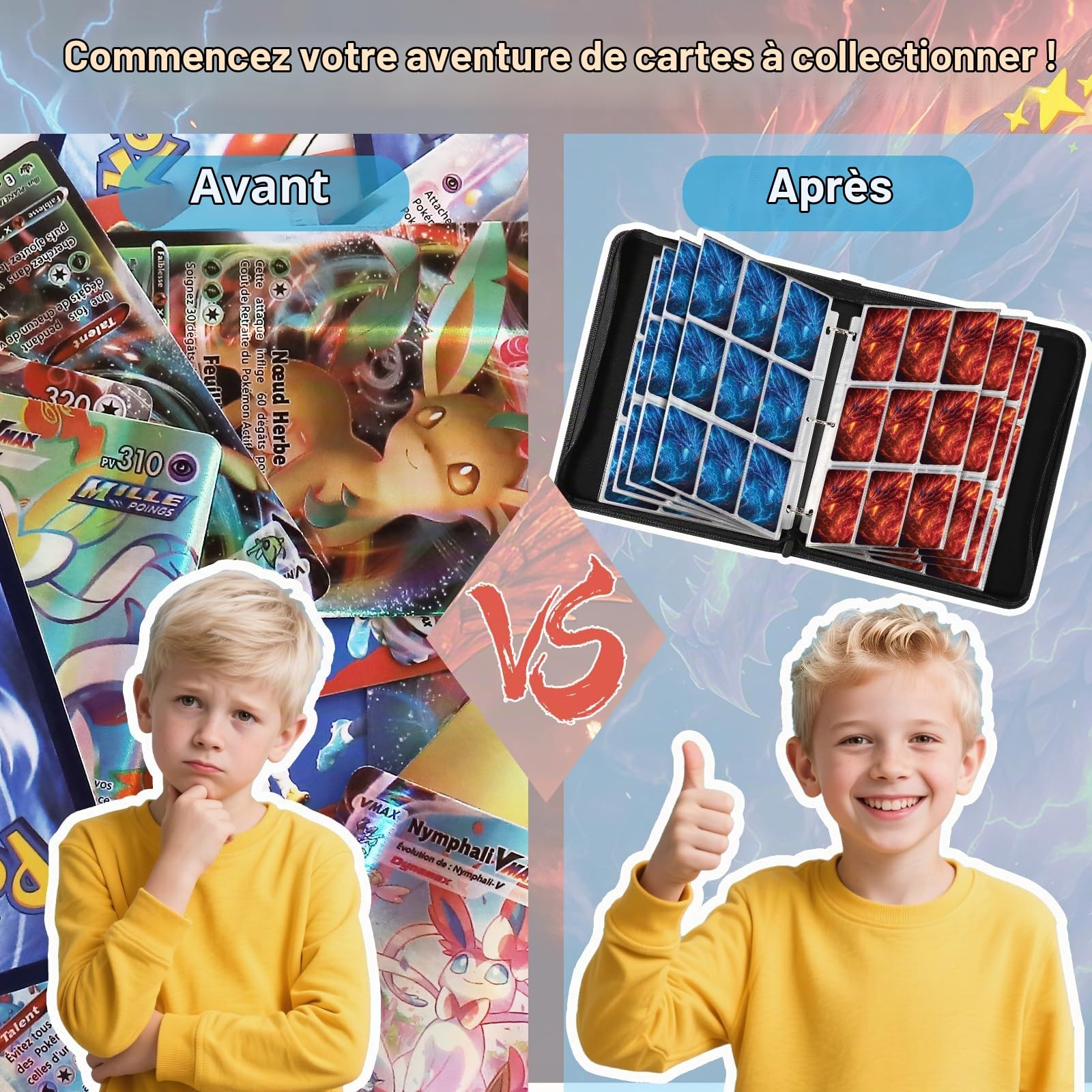 Classeur Carte 900 Cartes, 50 Pages Album Cartes Binder pour TCG | Portable, Cuir PU Imperméable, Fermeture éclair et Classeur à 3 Anneaux, Pour Cartes TCG et Cartes de Sport
