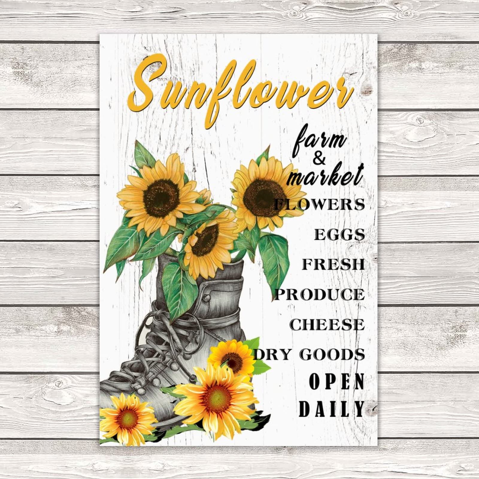 Rundes Holzschild Mit Sonnenblumen-Motiv – 30,5 Cm Durchmesser, Vintage-Deko Für Haus & Garten