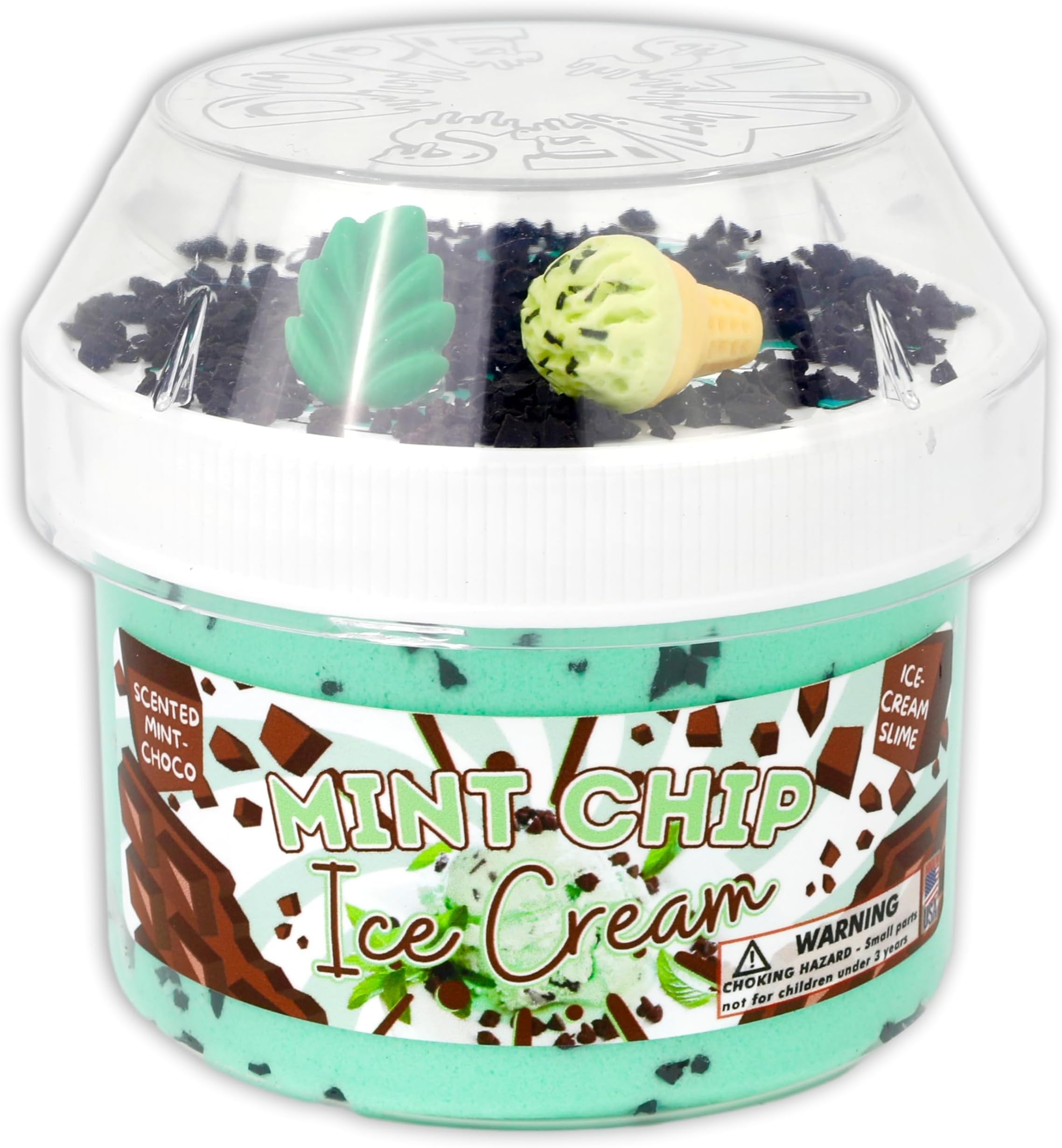 Mint Chip Ice Cream - Ice-Cream Textured Slime - Handmade in USA - Dope Slimes - Teal