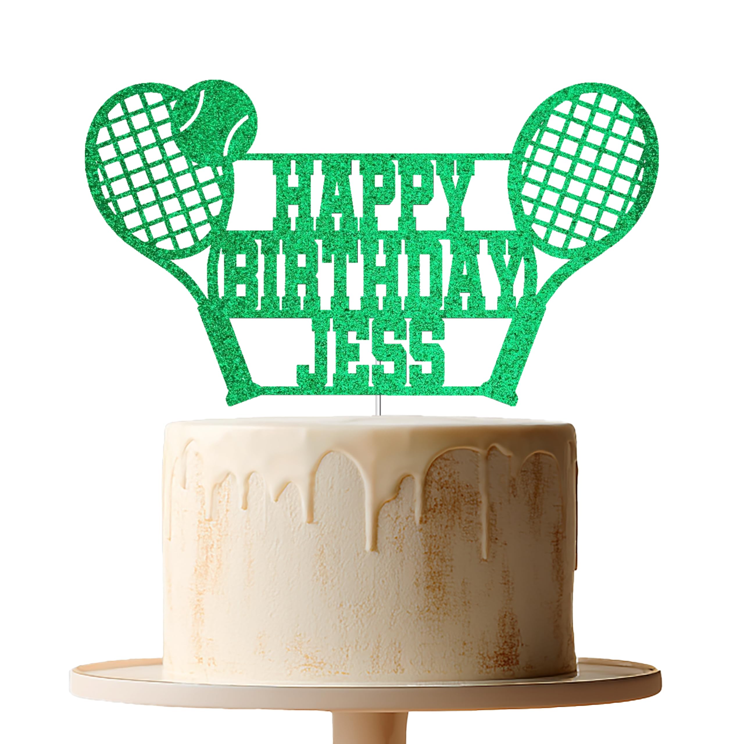Personalised Tennis Cake Topper – Custom Name Tennis Birthday Cake Decoration – Tennis Birthday Cake Topper for Kids Adults Tennis Fans – Tennis Themed Party Cake Topper with Name