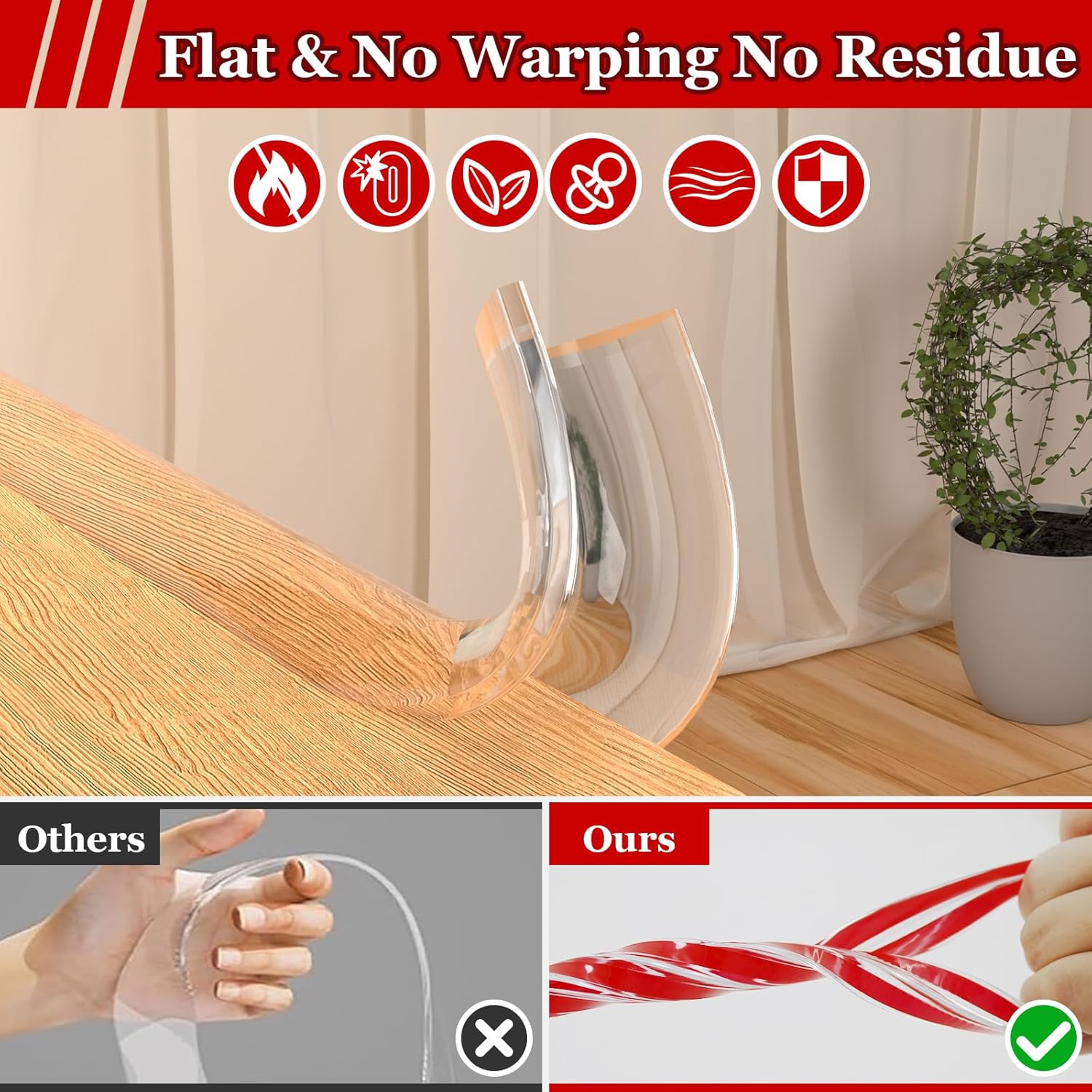 SureStop Baby Proofing with 4 Corners Protection, Self-Adhesive Furniture Edge Guard & Safety Bumpers, Table Corner Protectors (1.6in Wide, 32.8ft with 8 Corners)