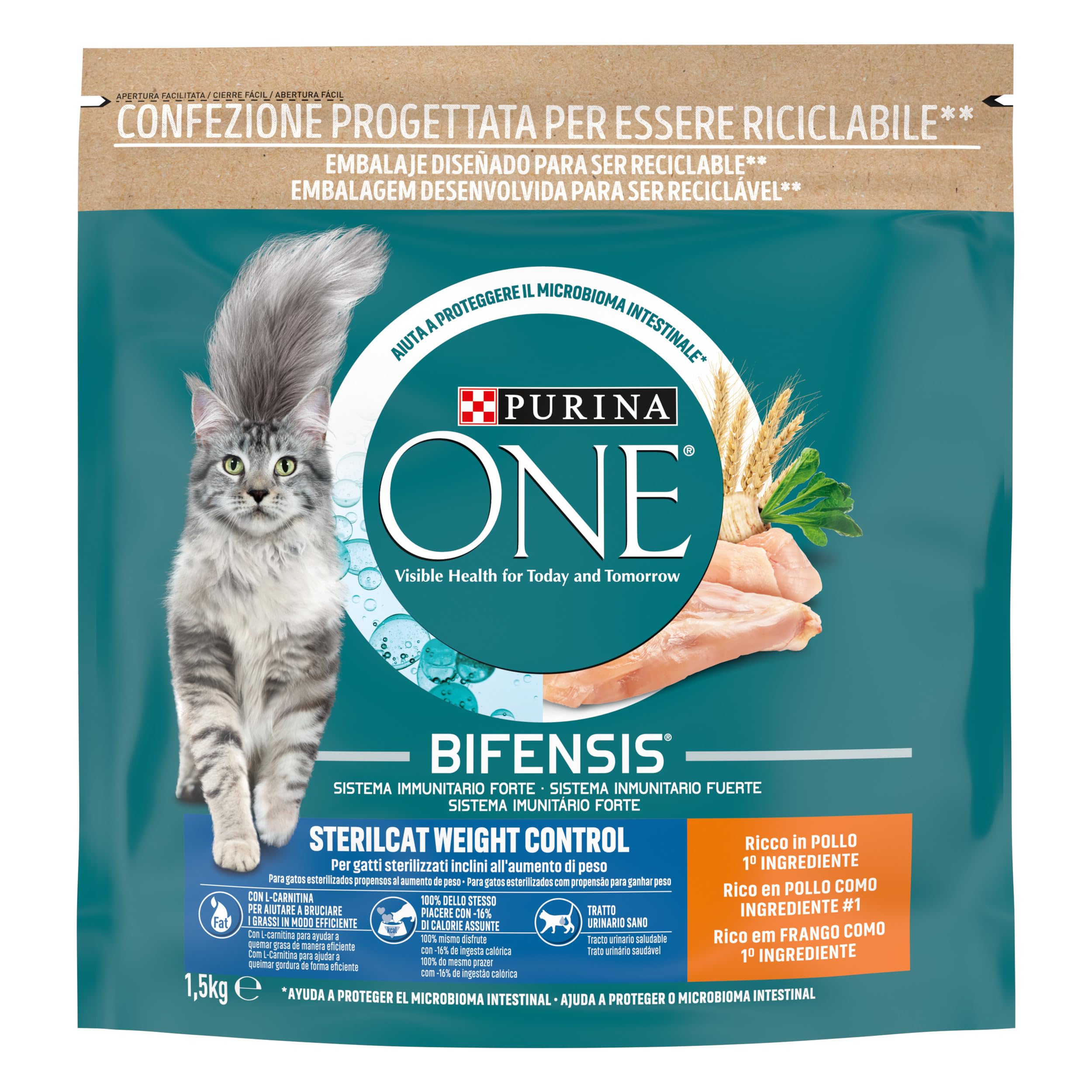 Purina ONE Bifensis pienso Adulto gato control de peso Pavo 6x1,5 kg