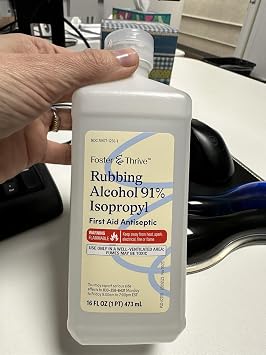 Foster & Thrive Rubbing Alcohol - 91% Isopropyl Alcohol, Concentrated First Aid Antiseptic - Safe and Effective - Liquid Solution for Treatment of Minor Cuts, Scrapes and Burns 16 Fl. oz