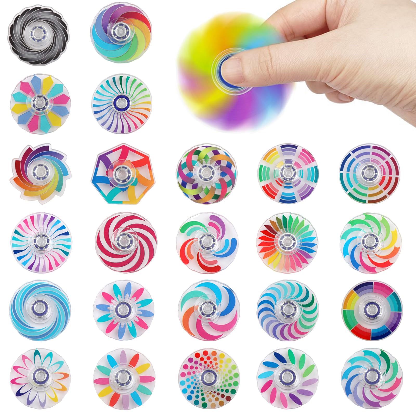 24 Pack Fidget Spinners, Mini Hand Spinner, Soulagement du Stress Jouets Sensoriels, Fidget Toys, Cadeau Anniversaire, Anti Stress, Handspinner pour Adultes