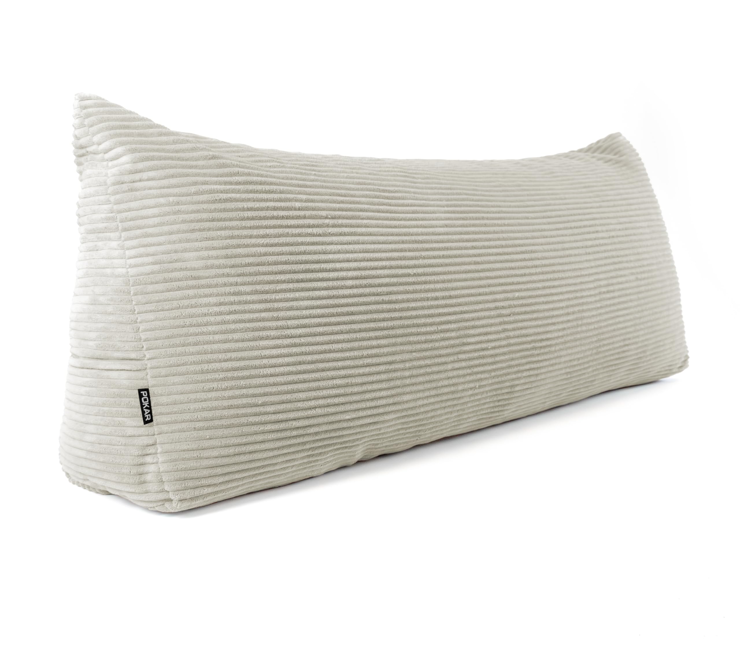 POKAR Wedge Pillow 150x50x20 cm | Reading Pillow with Back Support for Sofa and Bed | Large Backrest Cushion with Side Pockets | Headboard Triangular Cushion | Oeko Tex 100 Certified | Ivory