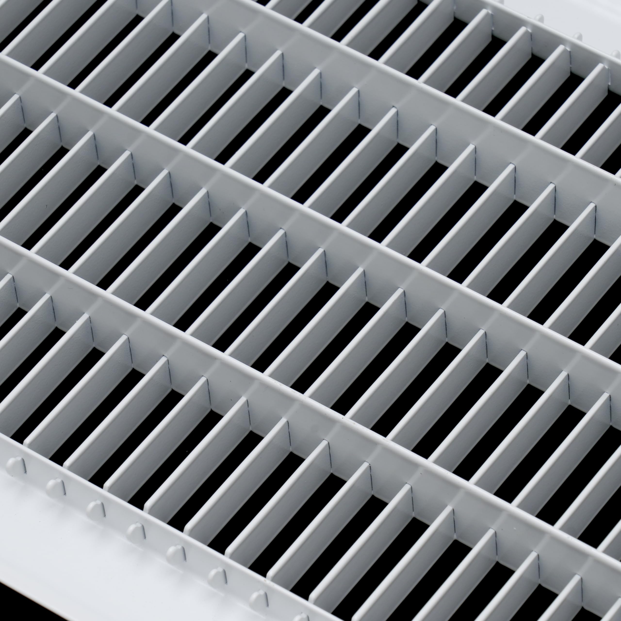 Passend für 15,2 x 76,2 cm und 76,2 x 15,2 cm große Kanalöffnung | Rückluft-Bodengitter von Handua | begehbare Lüftungsgitter für Boden | Weiß | robuste feste Klingen | Außenmaße: 19 cm B x 80 cm H