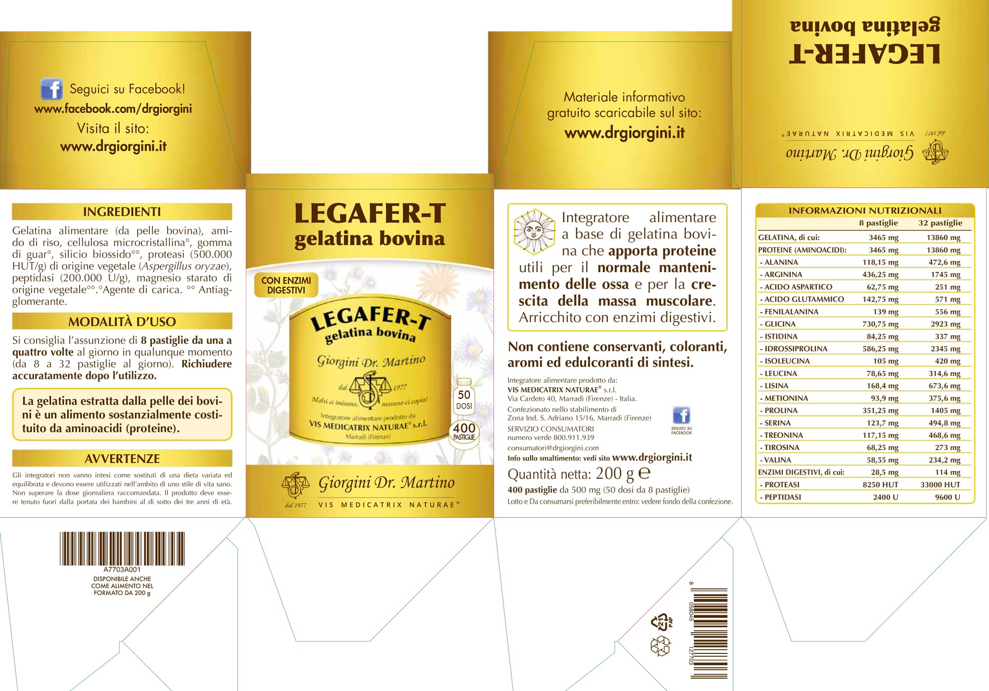 Dr Giorgini Integratore, LEGAFER Pastiglie - 200 g