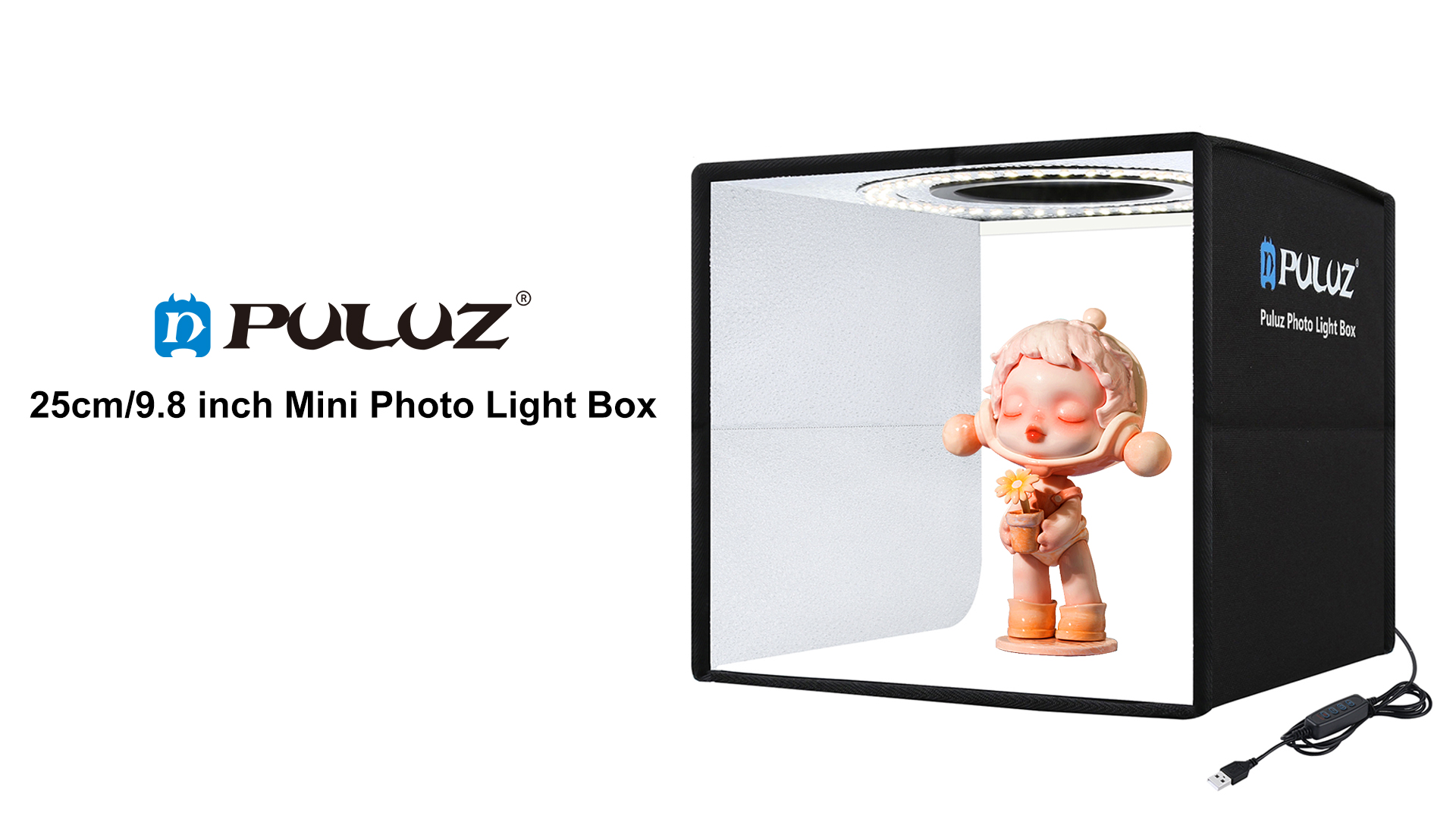 PULUZ Mini Fotobox 25x25cm, Faltbares Fotostudio Photobox Set mit  