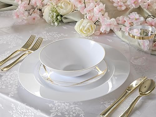 Miniatura 7 de 240 cargadores, extra pesados, desechables, para bodas, fiestas, plástico, cargadores, bandeja para servir (plato de 12 pulgadas, blanco liso)