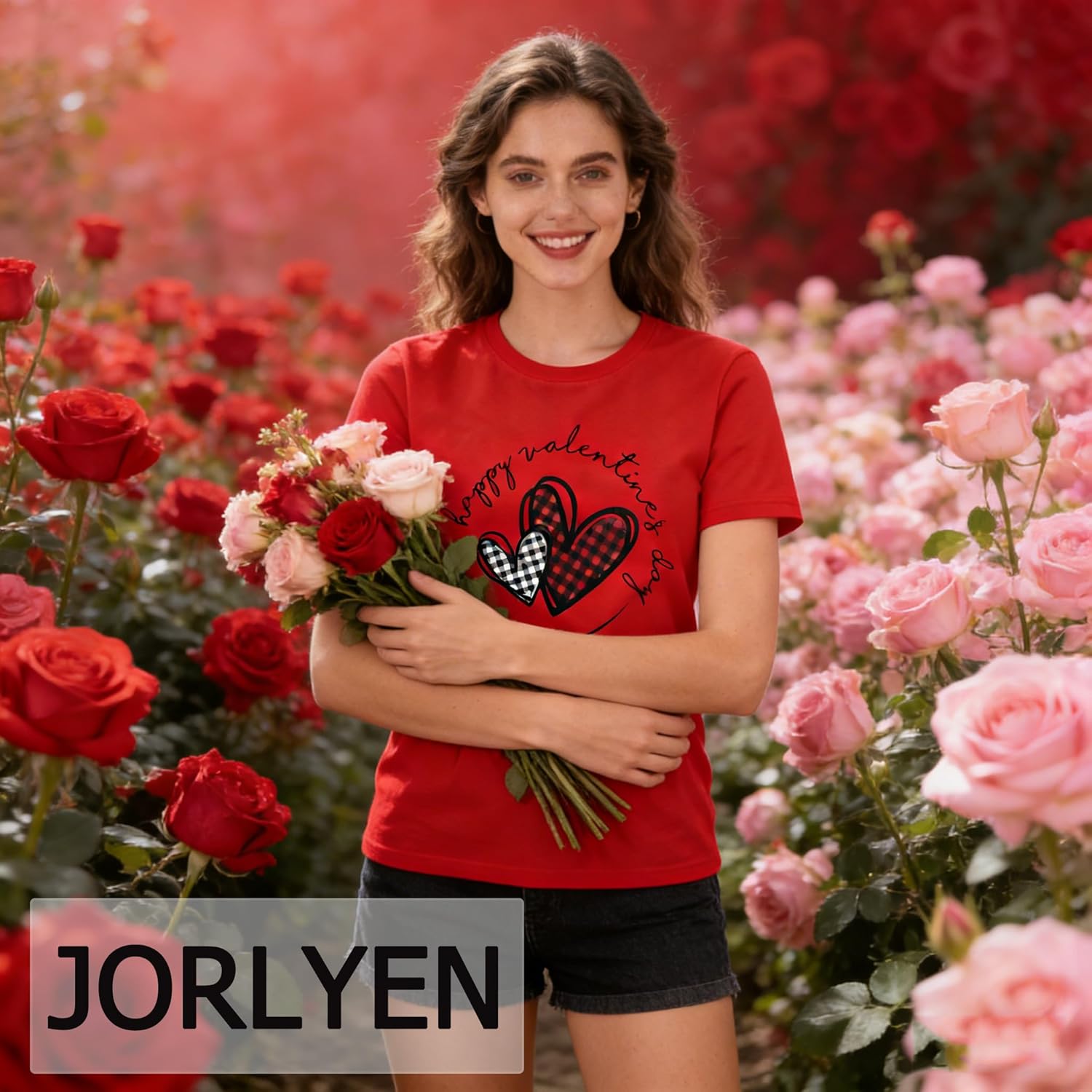 Love Heart Graphic Tees Cute Shirt Women Loose Fit Short Sleeve Top - Image 5