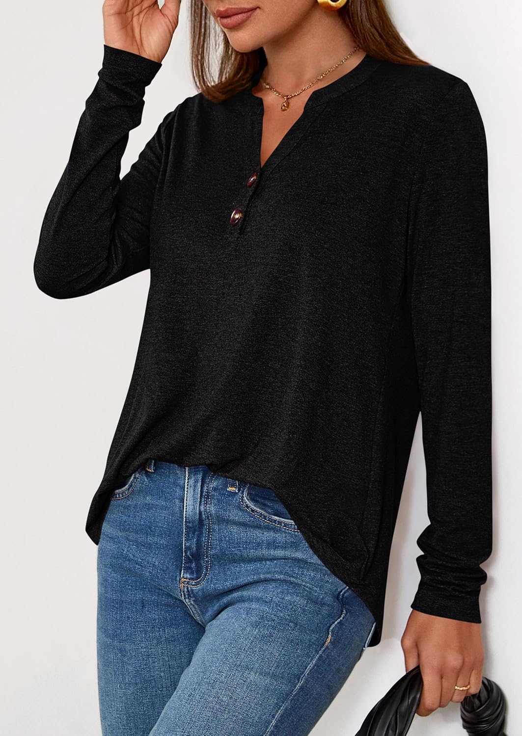 PRETTYGARDEN Long Sleeve Shirts for Women 2026 Spring Fashion Clothing Henley Tops Trendy Dressy Casual Blouses Work Outfits - Image 3