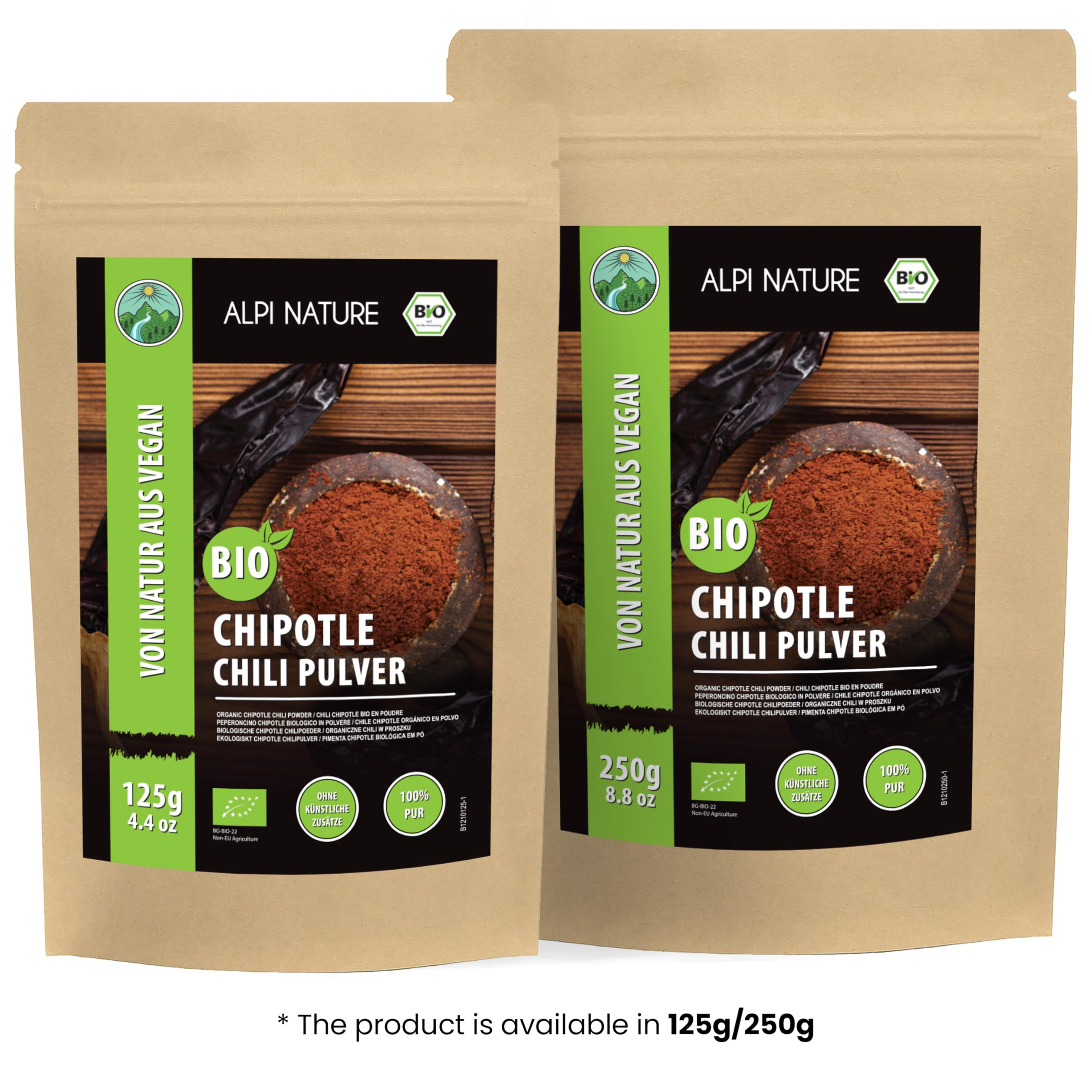 Alpi Nature Chipotle Chile Orgánico en Polvo 125g, Jalapeños Secos Molidos, Chile Chipotle en Polvo