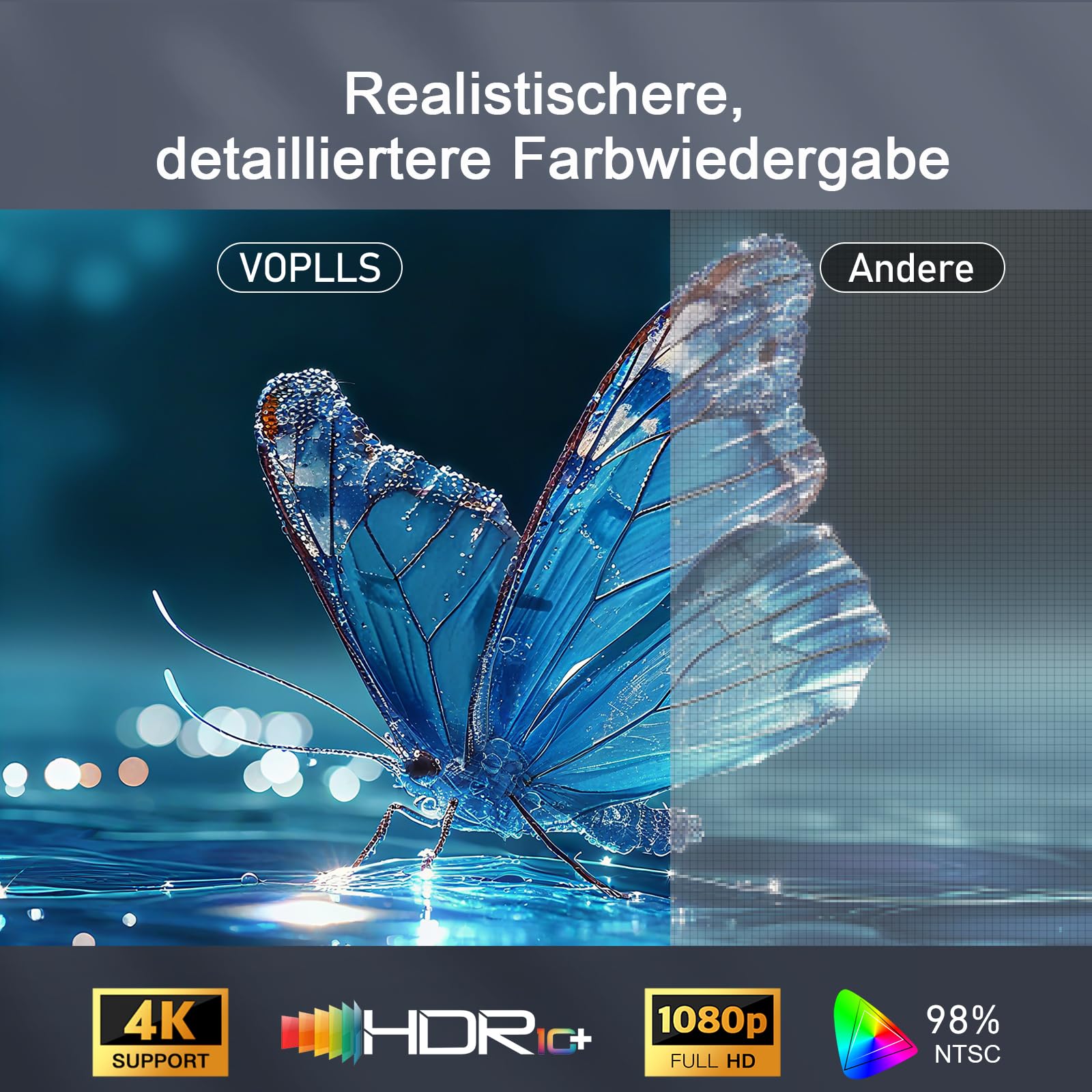 Smart Beamer 4K Heimkino [Netflix Ready & 30000L] VOPLLS Autofokus/Trapezkorrektur 3D Dolby Audio Handy Projektor, WiFi6 Bluetooth Full HD 1080P Beamer Outdoor für PC/Fußball & WM Filmabende