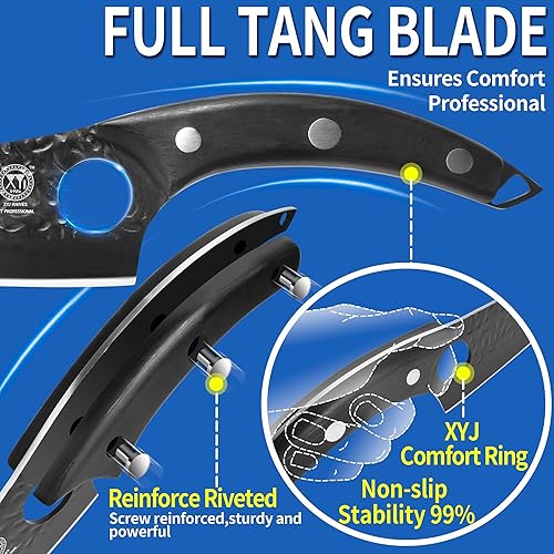 Miniatura 3 de XYJ Juego de cuchillos de cocina profesional con cuchillas forjadas de acero de alto carbono, cuchillo de chef, cuchilla, cuchillo de tallar,