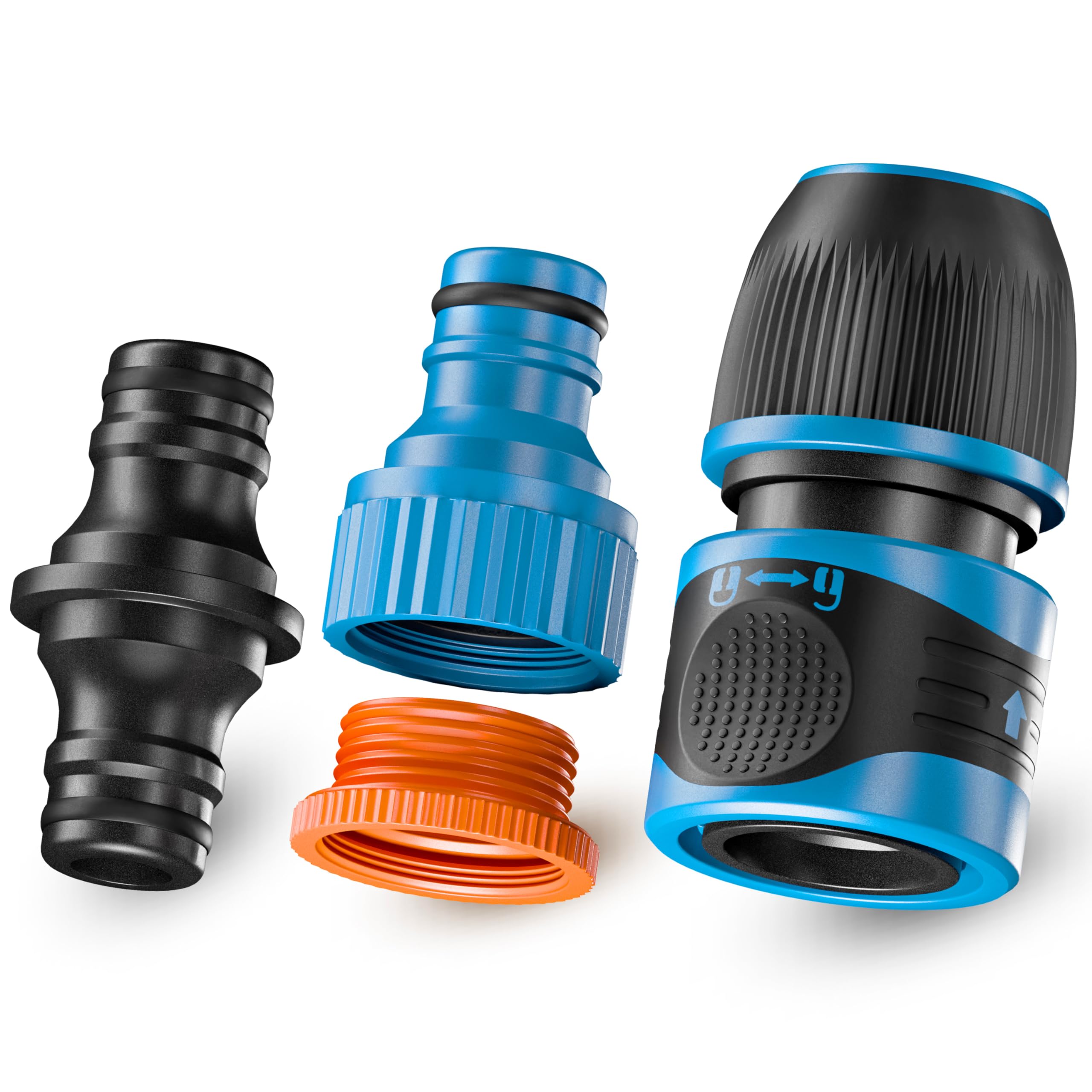 GRÜNTEK 3-Piece Quick Connect Hose Connector and Adapter Set for Garden Hoses Irrigation, and Cleaning with Hose Protector
