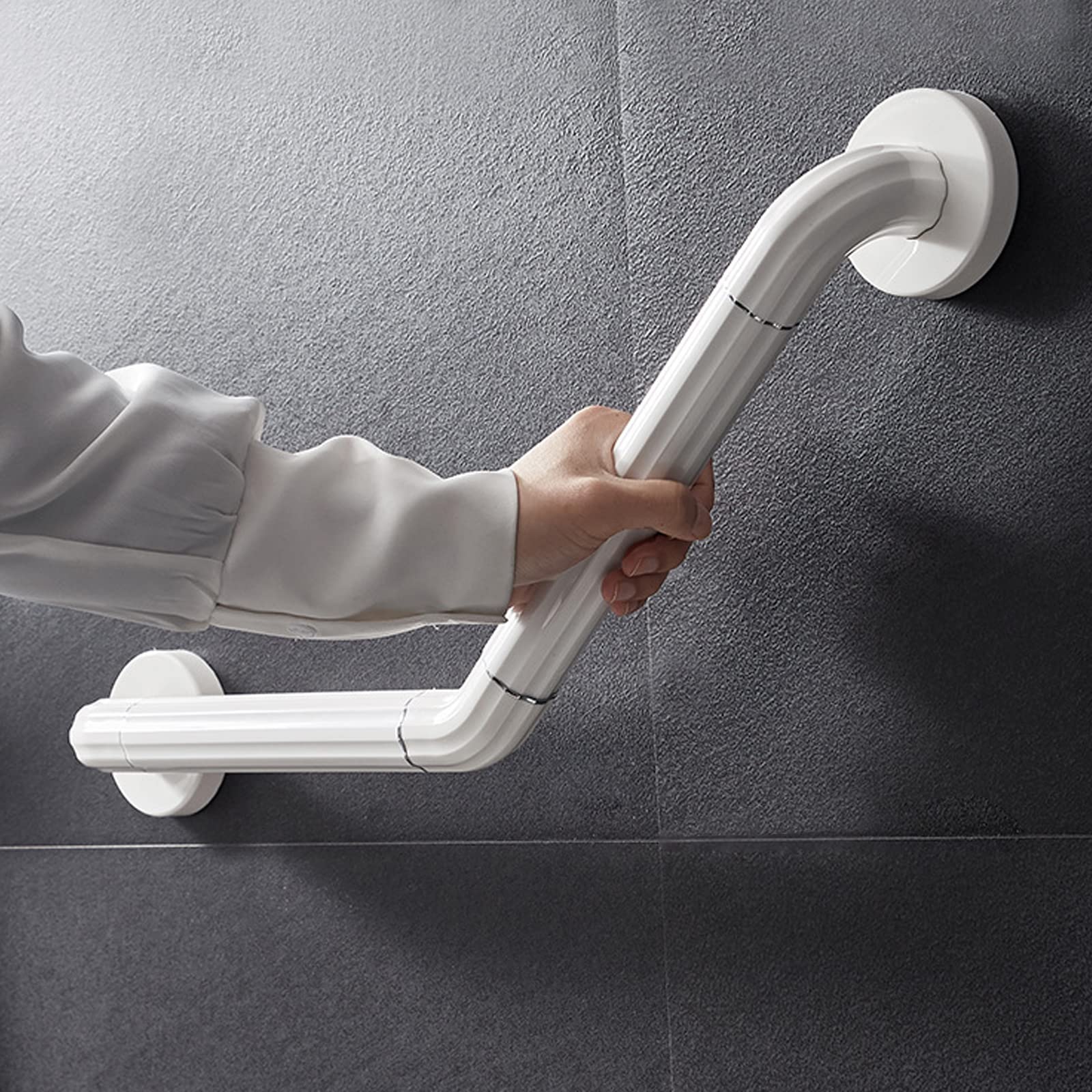 Photo 1 of 135° Angled Grab Bars for Elderly for Wall,12" Bathroom Grab Bars for Seniors,Safety Wall Bars for Elderly,Bath & Shower Grab Bars for Seniors,Handicap Grab Bars for Bathroom,Shower Bars for Elderly 1 Pack - 12"x12" White 135° Grab Bar
