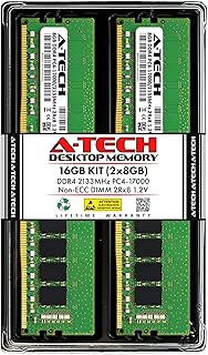 A-Tech 16GB (2x8GB) DDR4 2133MHz DIMM PC4-17000 UDIMM Non-ECC 2Rx8 1.2V CL15 288-Pin Desktop Computer RAM Memory Upgrade Kit