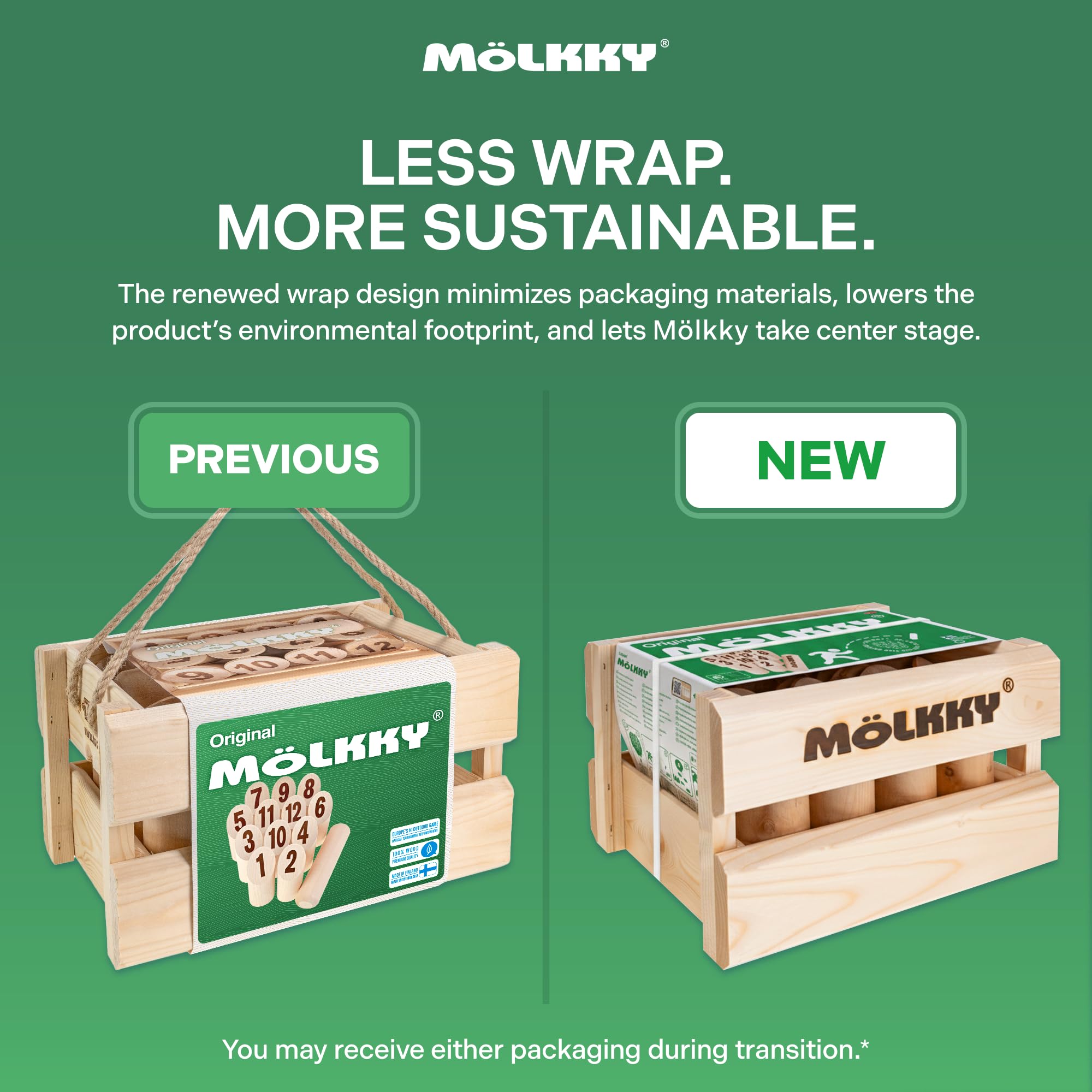 Mölkky Original - Juegos Exterior de Lanzamiento para Jardin, Picnic, Playa, Ocio - 12 Bolos Madera, 1 Palo, Juego Molkky para Adultos, familias, Grupos, 2 o más Jugadores, a Partir de 6 años