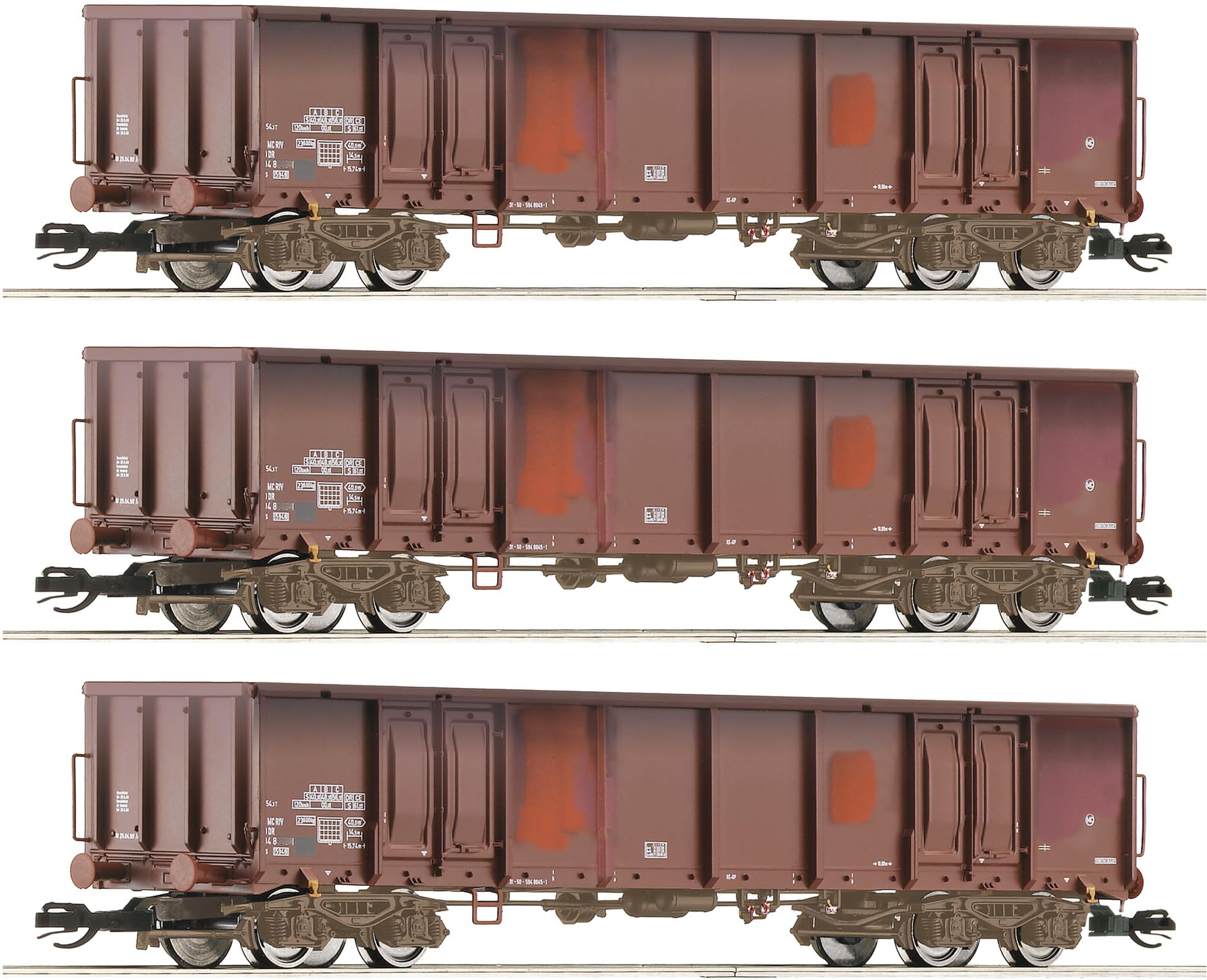 Roco 6680017 TT 3-TLG. Set: Offene Güterwagen, DR, Ep. IV