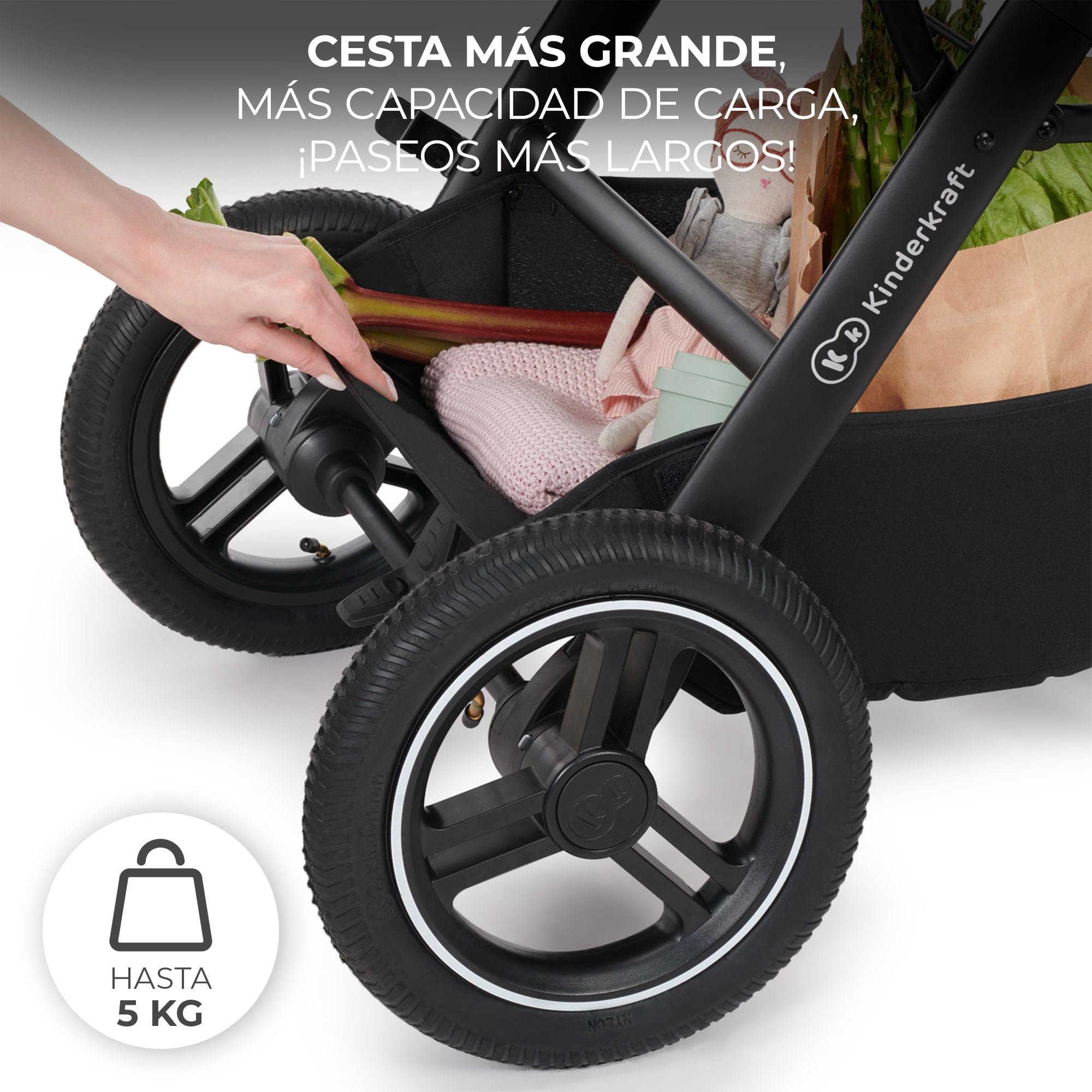Kinderkraft B-TOUR Carrito Bebé 3 en 1, i-Size 40-75 cm, asiento 2 en 1, Silla de Paseo desde el nacimiento hasta los 22 kg, con Silla Coche, silla de coche 0-13 kg, TRAVEL SYSTEM, Gris oscuro