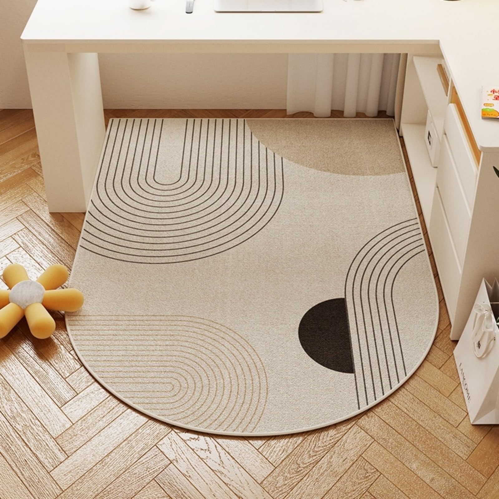 Odot Office Chair Mat for Carpeted and Hardwood Floor Protector, Modern Non-Slip Semicircle Computer Gaming Rolling Chair Desk Mat Protection Carpet for Wooden Floors (Nordic,100x140cm)