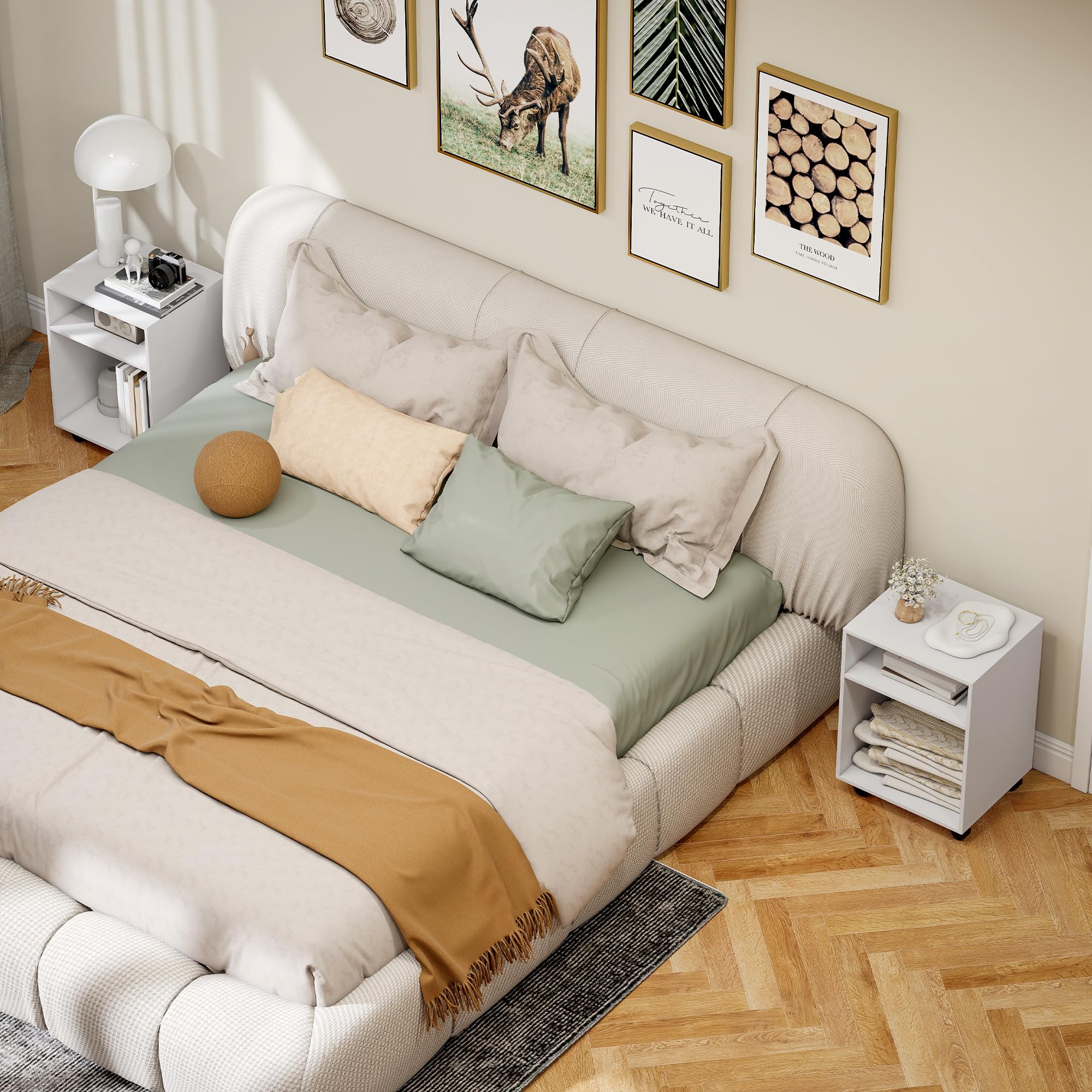 HOMCOM Support d'imprimante de Bureau 2 Étagères 40x35x55,5cm Blanc | Meuble de Rangement, Sur Roulettes, Caisson pour Petits Espaces, Bureau et Étude