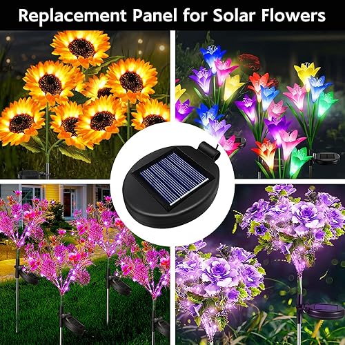 Miniatura 5 de Paquete de 2 paneles solares de repuesto para luces de exterior, piezas de repuesto de luces solares para reparación de flores al aire libre