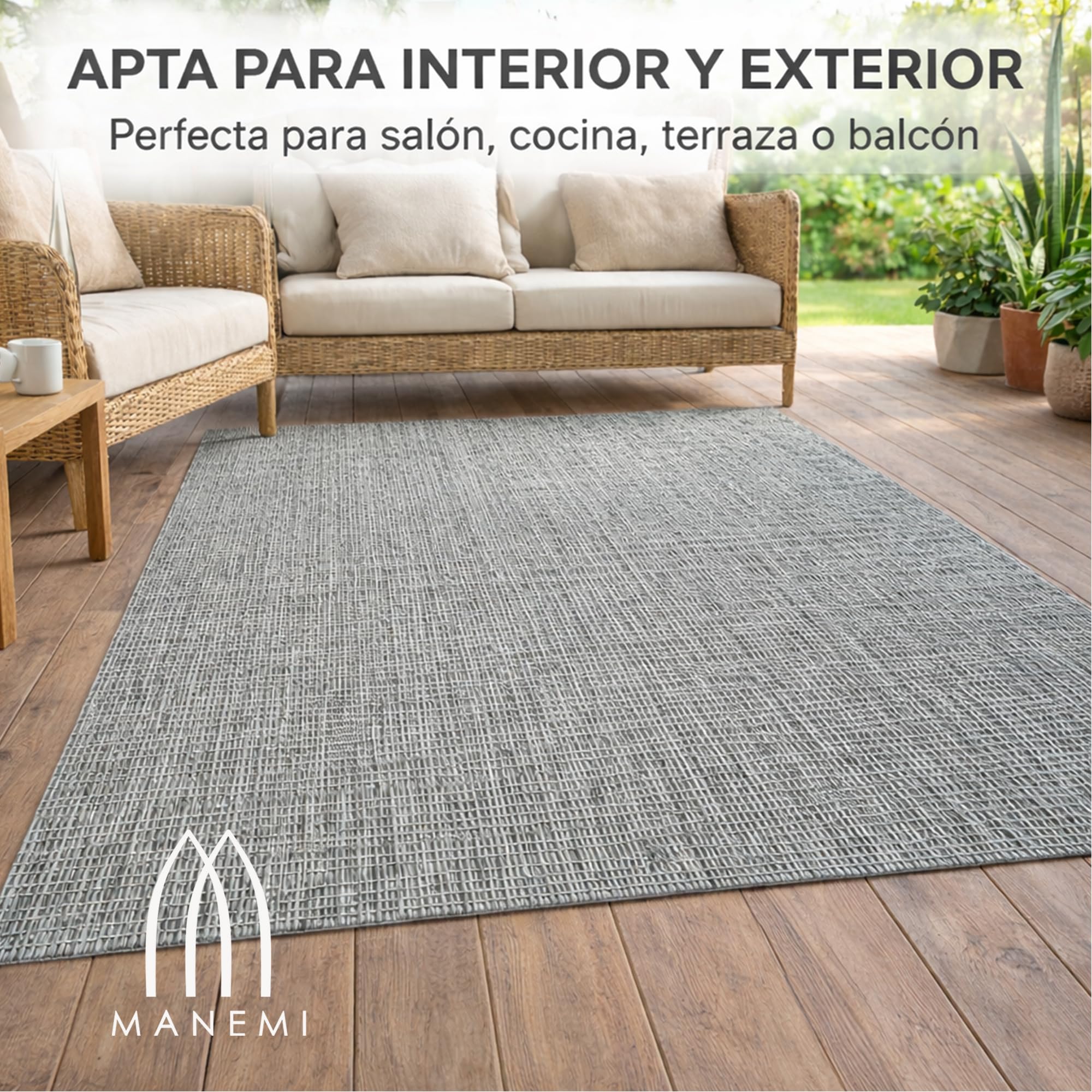 MANEMI Tapis TEXLIN intérieur et extérieur, imperméable et antidérapant, tissu vinyle imperméable, facile à nettoyer, style moderne pour cuisine, terrasse, balcon et salon