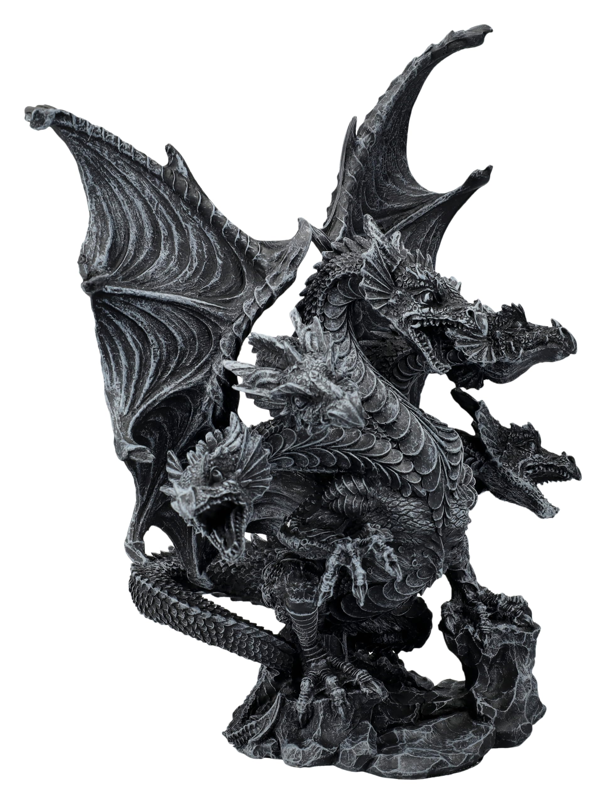 Figuren Shop GmbH Figura de dragón gótico negro 23 cm – Dark Hydra cinco cabezas – Estatua decorativa dragón dragón