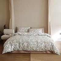 Vista 18 de EAVD Juego de ropa de cama de 3 piezas con funda de edredón floral azul, tamaño Full, algodón suave blanco y azul, juego de ropa de cama coqueto