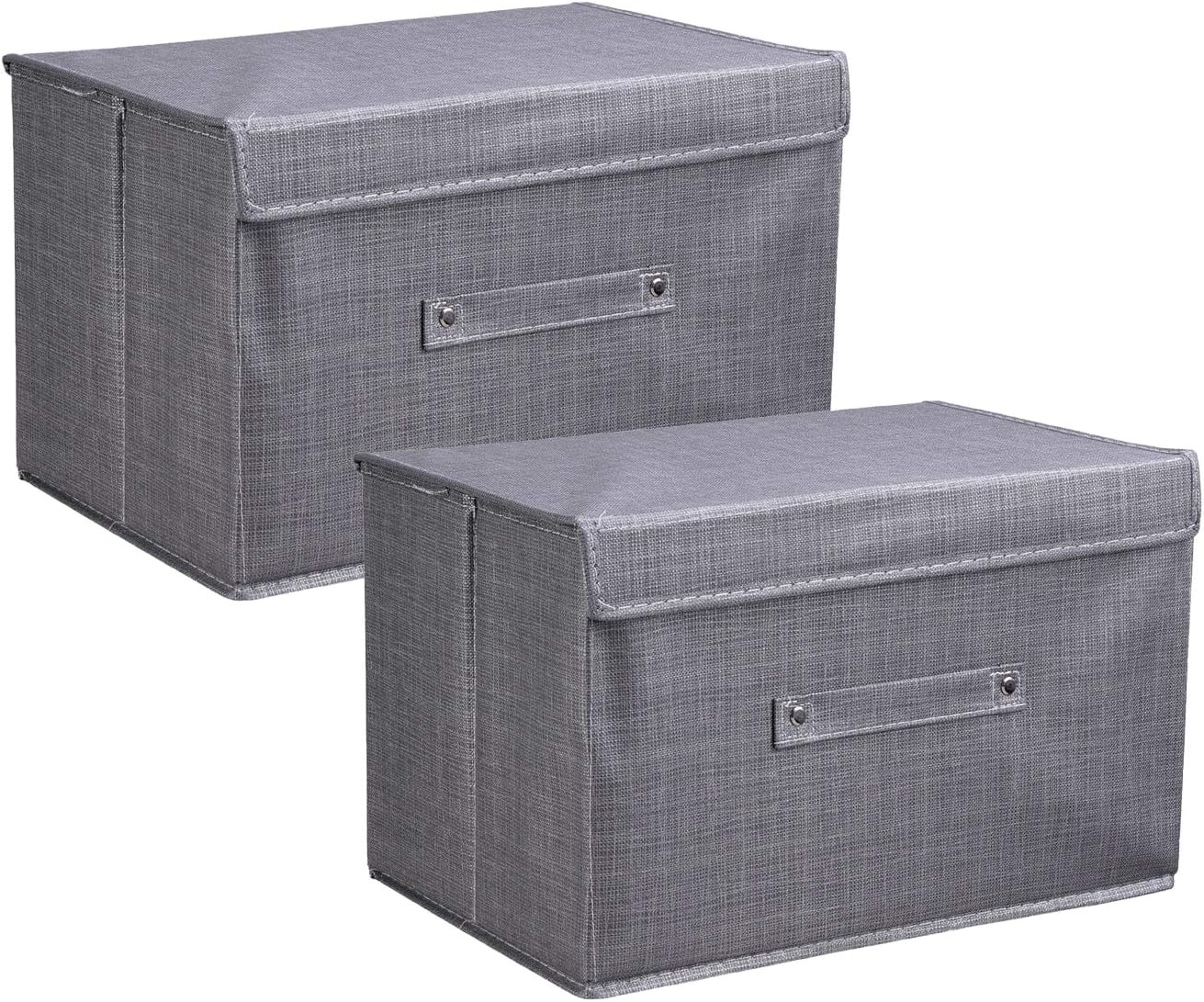 ONO BLUE 2-Pack Storage Bin with Lid,Closet Bins for Clothes Toys,Foldable Storage Boxes With Cover Reinforced Handle, Fabric Closet Organizer Containers for Home and Office Bedroom Nursery Deep Gray