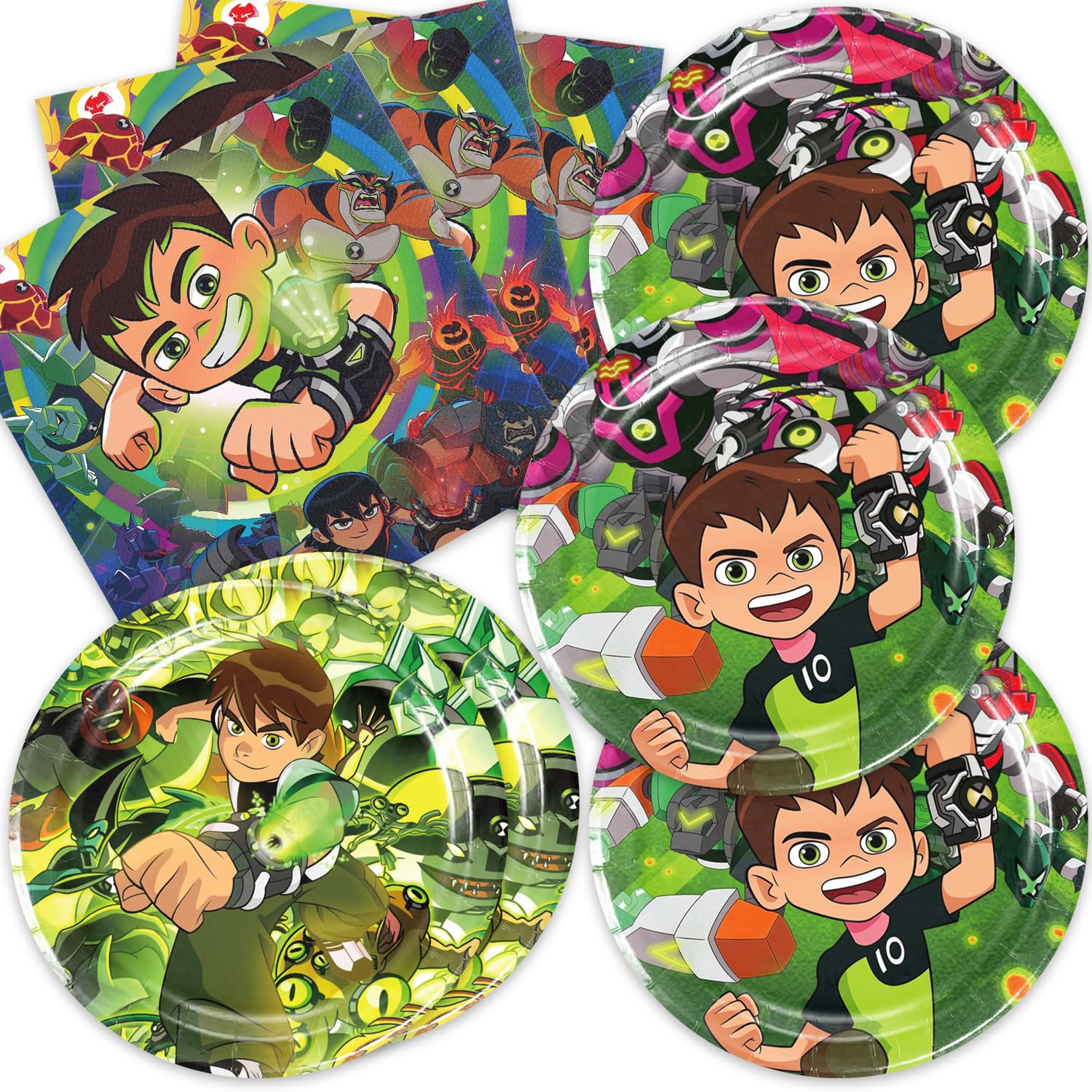 Bahteliv 40Pack Ben-10 Party Supplies include 20 plates, 20 napkins for The Ben birthday party decoration