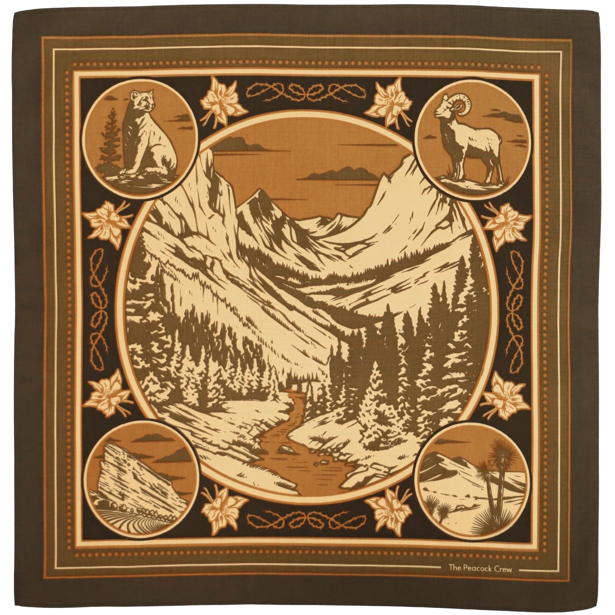 The Peacock Crew Premium Soft Cotton Designer Bandana for Men and Women 22x22 in