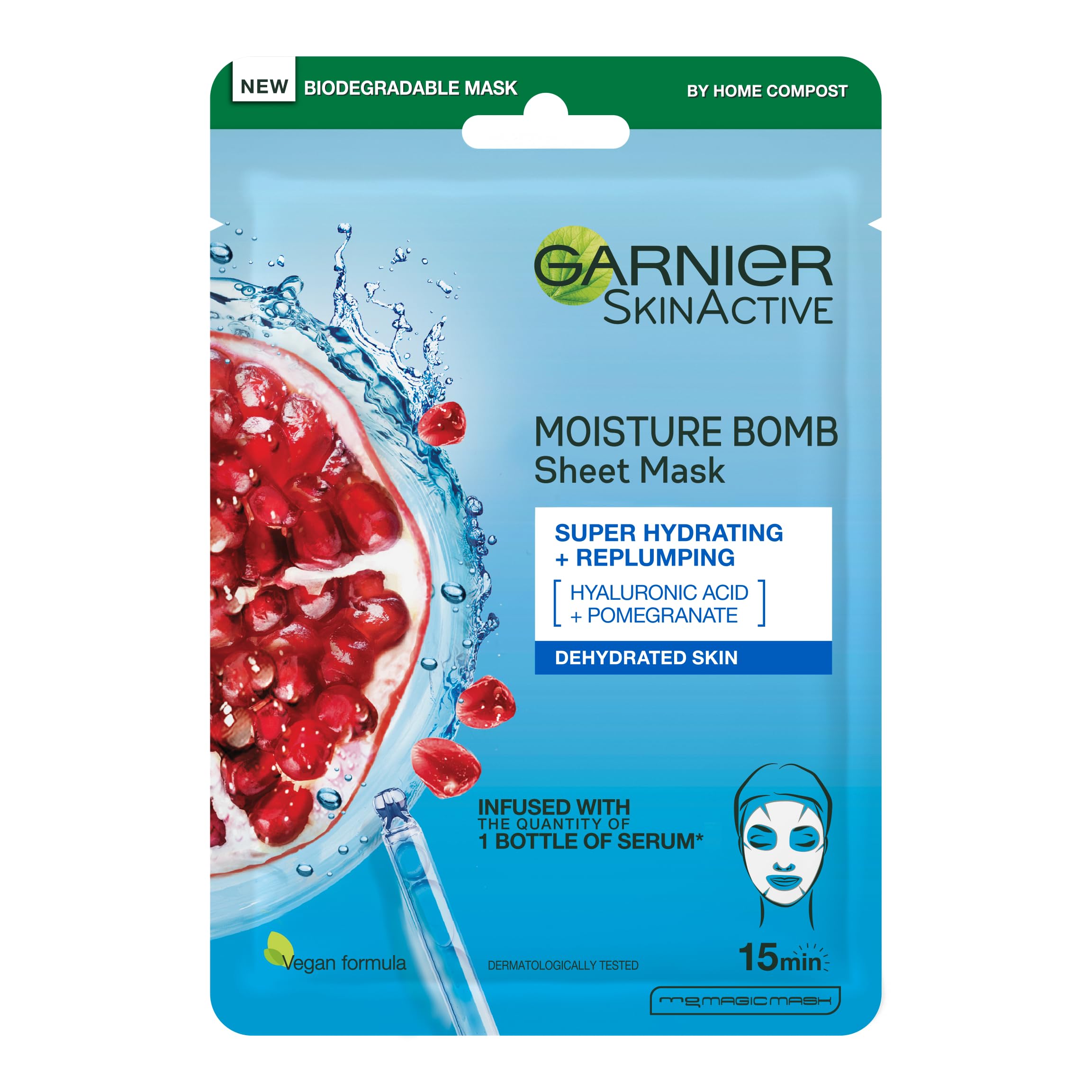 Garnier Moisture Bomb Sheet Mask Hydrating Vegan Face Mask 15 Min