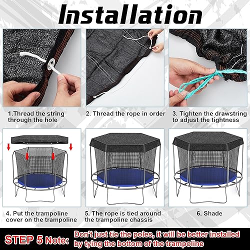 Miniatura 5 de Windyun Cubierta de trampolín negro para trampolín, cubierta de tienda de campaña para trampolín redondo, accesorios deportivos al aire libre, solo