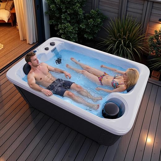 Jocisland 2 Person Outdoor Hot Tub with 15 Stainless Steel Jets, Acrylic