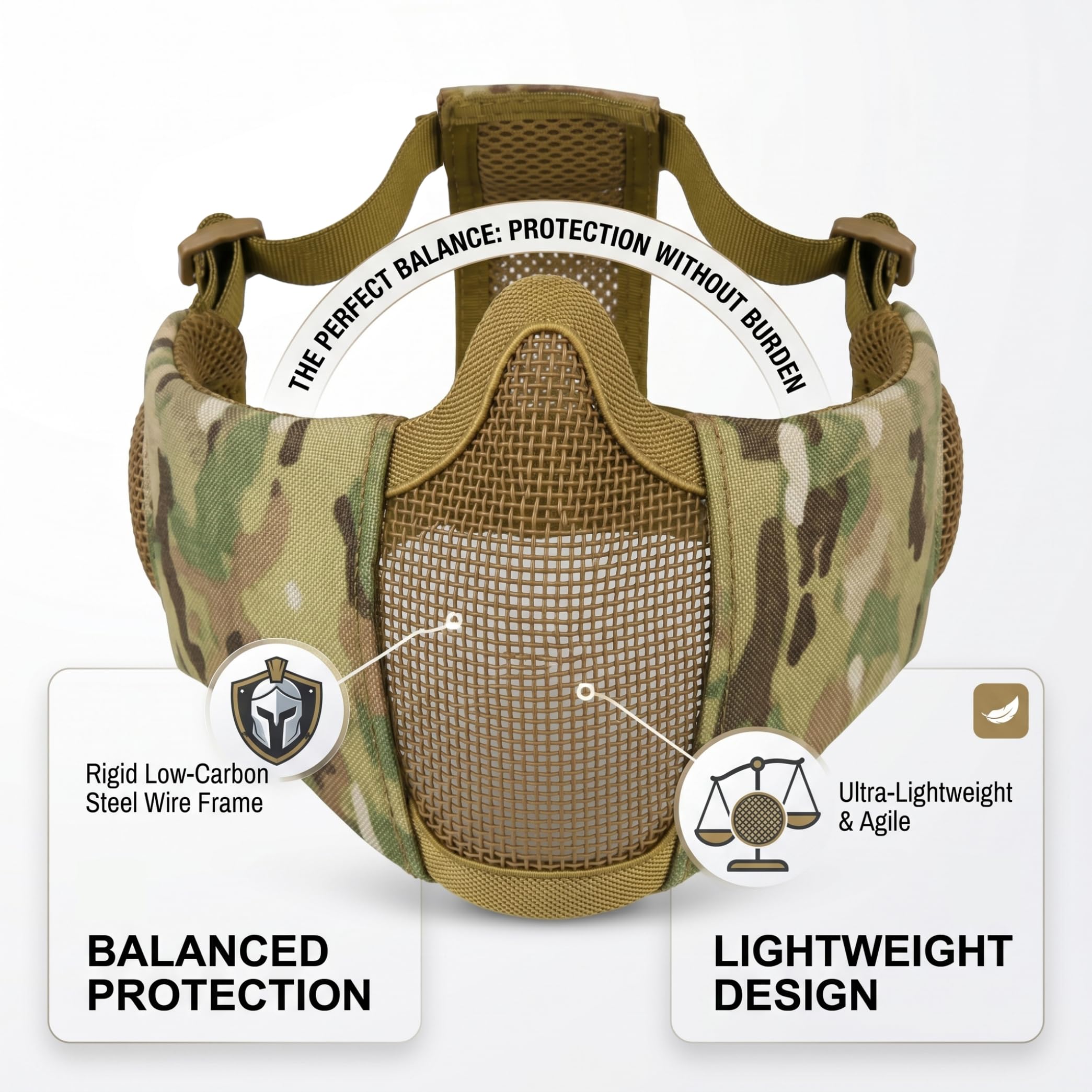 Masque Airsoft En Maille Pliable – Protection Visage & Oreilles, Réglable Pour Paintball, Chasse Et Cosplay
